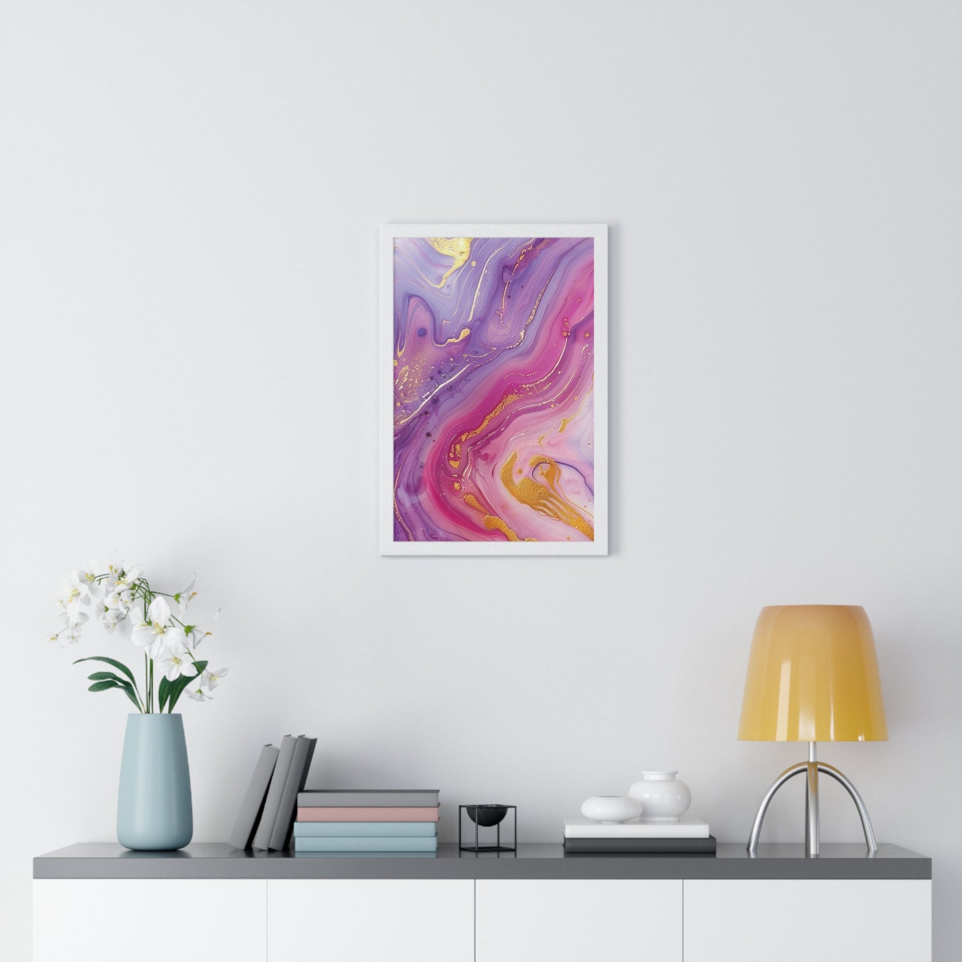 Printify Swirling Purple and Gold Abstract Framed Art 2025
