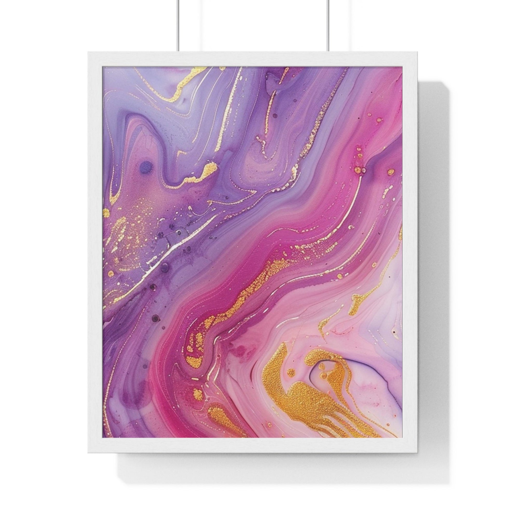 Printify Swirling Purple and Gold Abstract Framed Art 2025