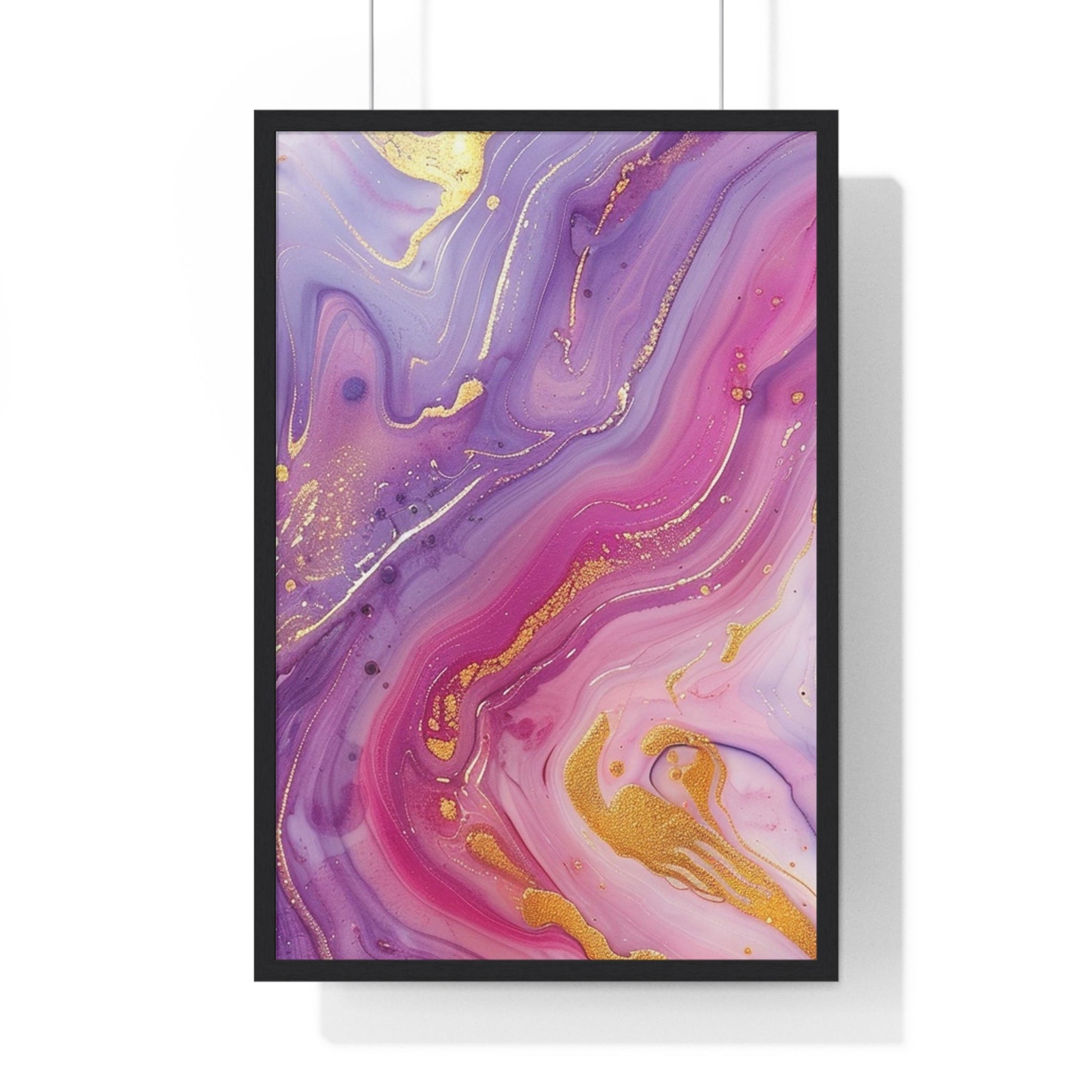 Printify Swirling Purple and Gold Abstract Framed Art 2025