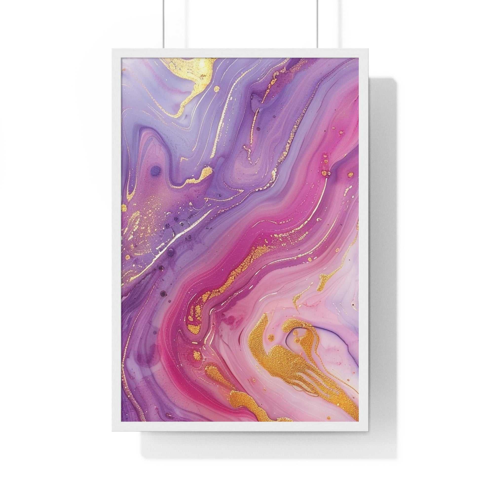Printify Swirling Purple and Gold Abstract Framed Art 2025