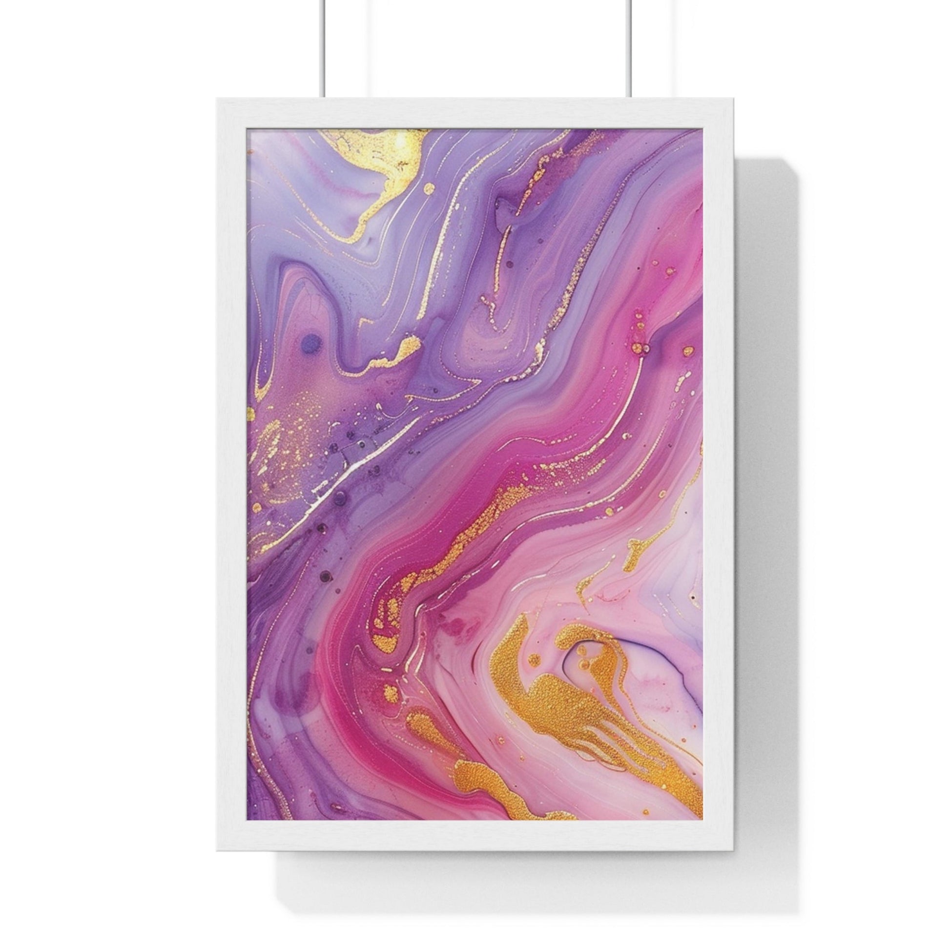 Printify Swirling Purple and Gold Abstract Framed Art 2025