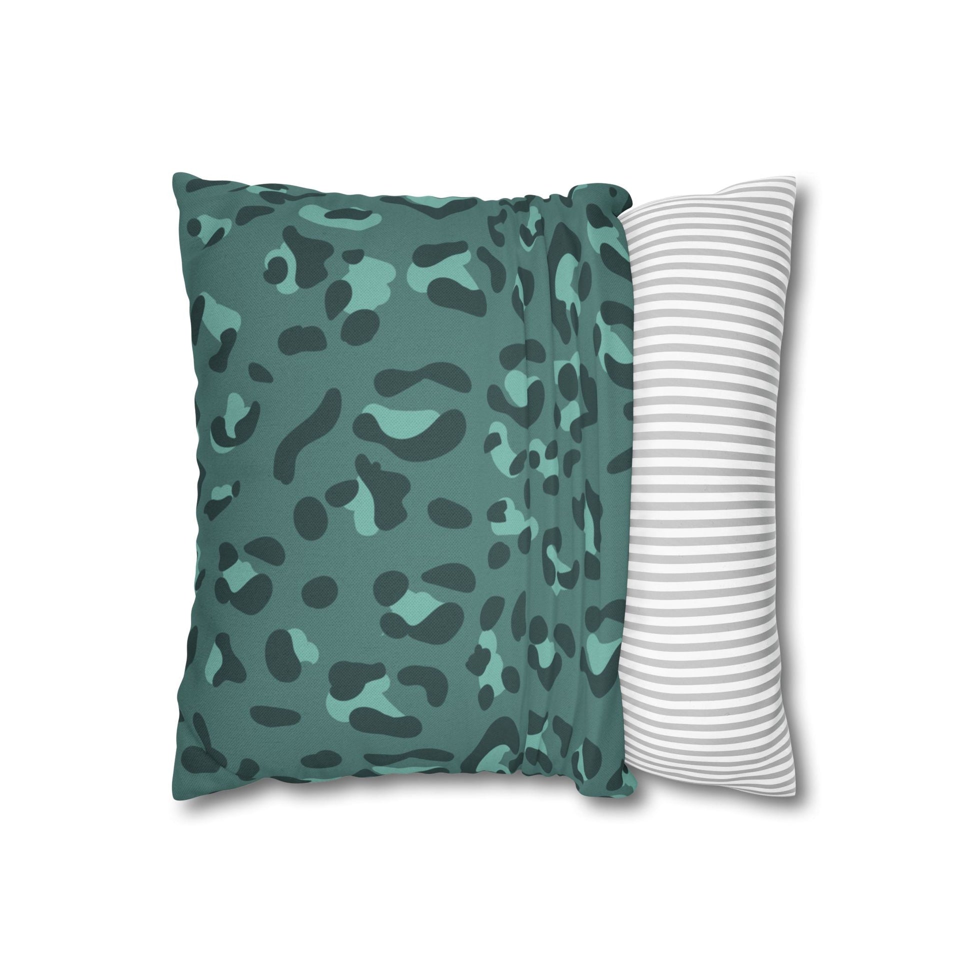 Teal and Dark Green Leopard Print Throw Pillow, Artsulli - Art is Long, Life is Short, Home Decor, , , , , , , 
