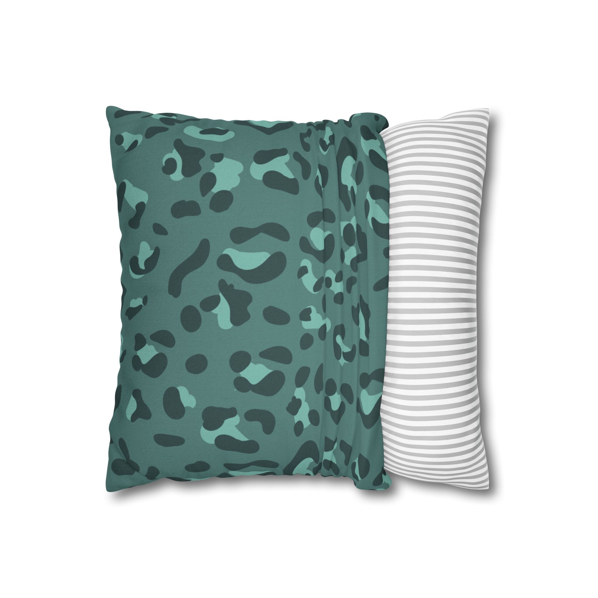 Teal and Dark Green Leopard Print Throw Pillow, Artsulli - Art is Long, Life is Short, Home Decor, , , , , , , 