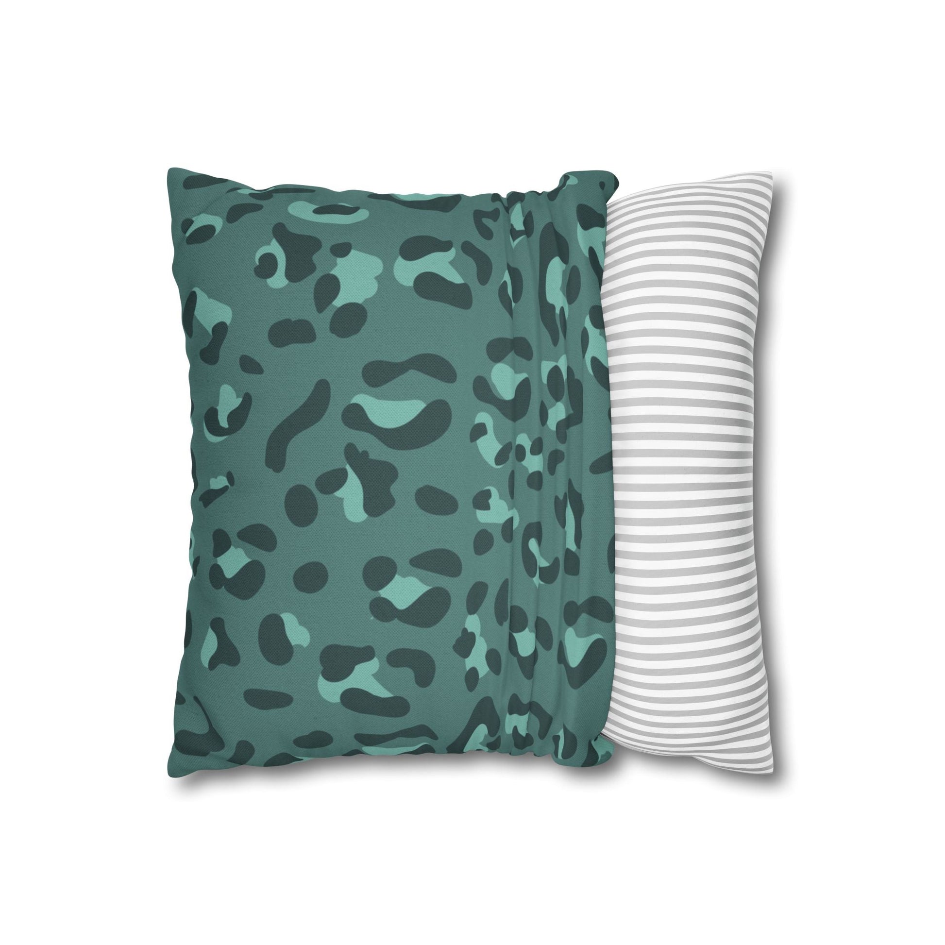 Teal and Dark Green Leopard Print Throw Pillow, Artsulli - Art is Long, Life is Short, Home Decor, , , , , , , 