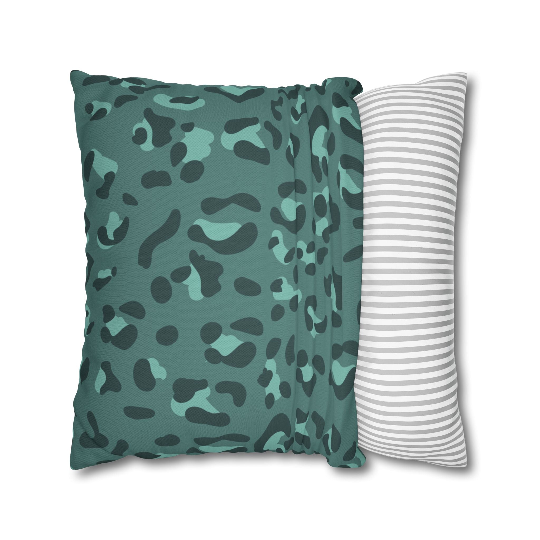 Teal and Dark Green Leopard Print Throw Pillow, Artsulli - Art is Long, Life is Short, Home Decor, , , , , , , 