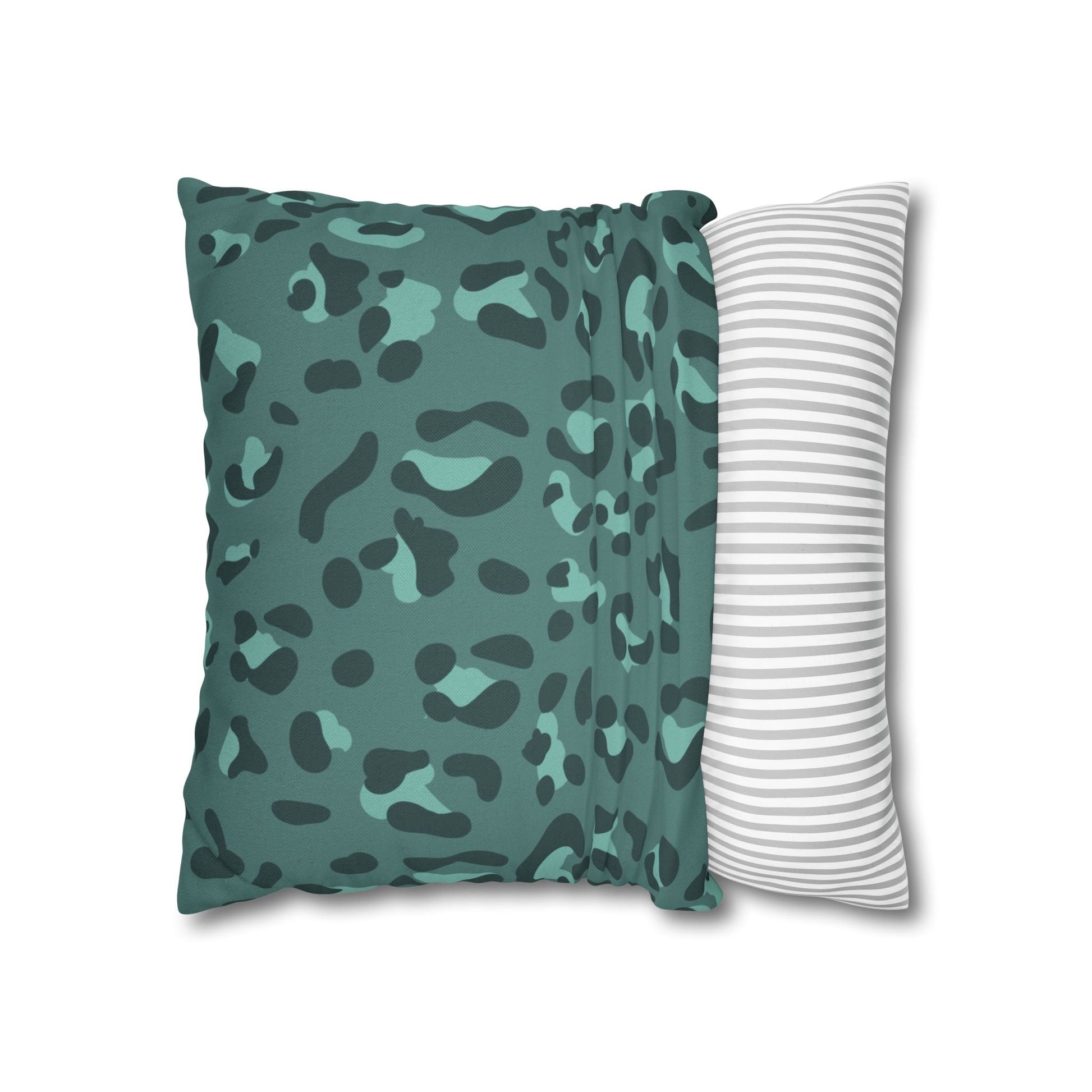 Teal and Dark Green Leopard Print Throw Pillow, Artsulli - Art is Long, Life is Short, Home Decor, , , , , , , 