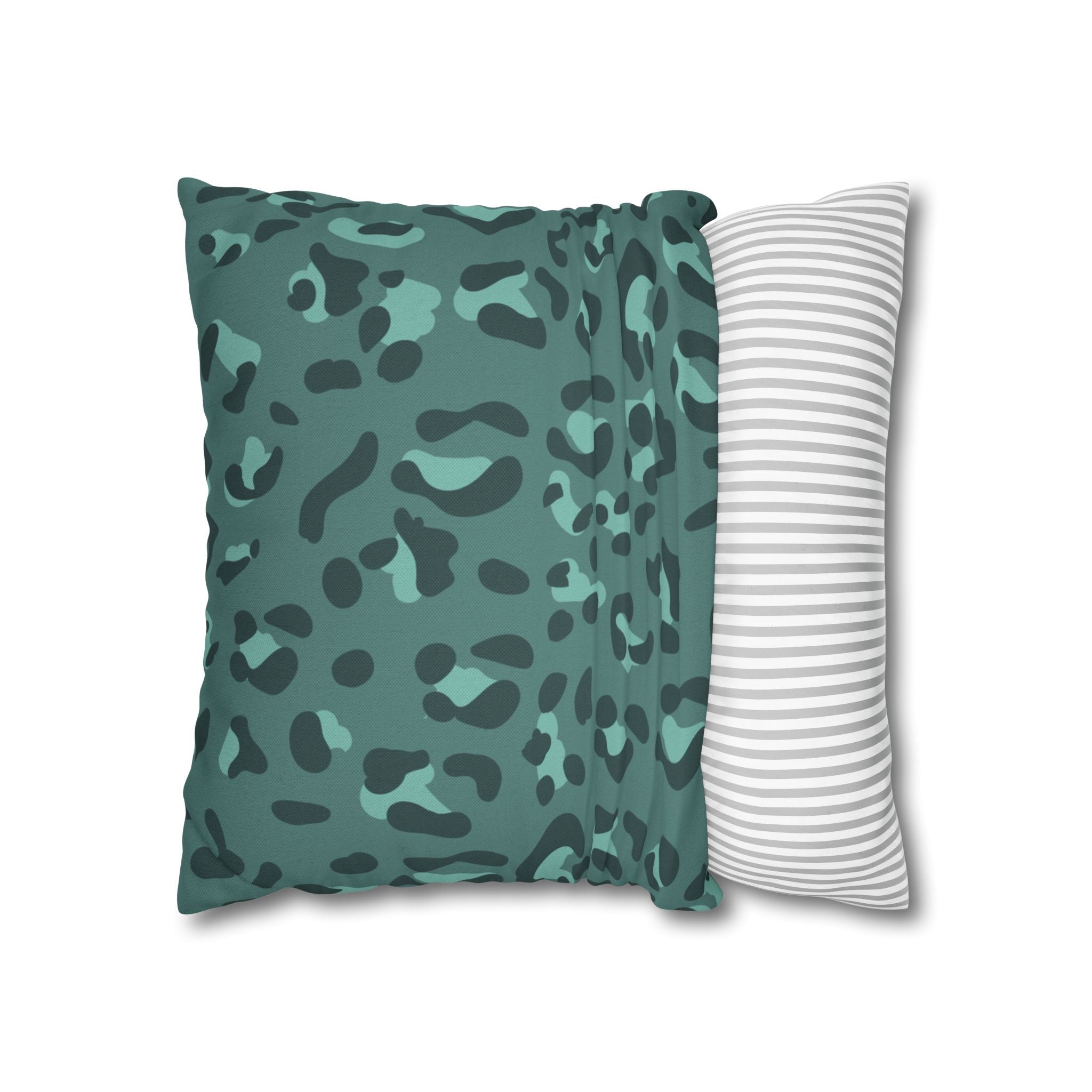 Teal and Dark Green Leopard Print Throw Pillow, Artsulli - Art is Long, Life is Short, Home Decor, , , , , , , 