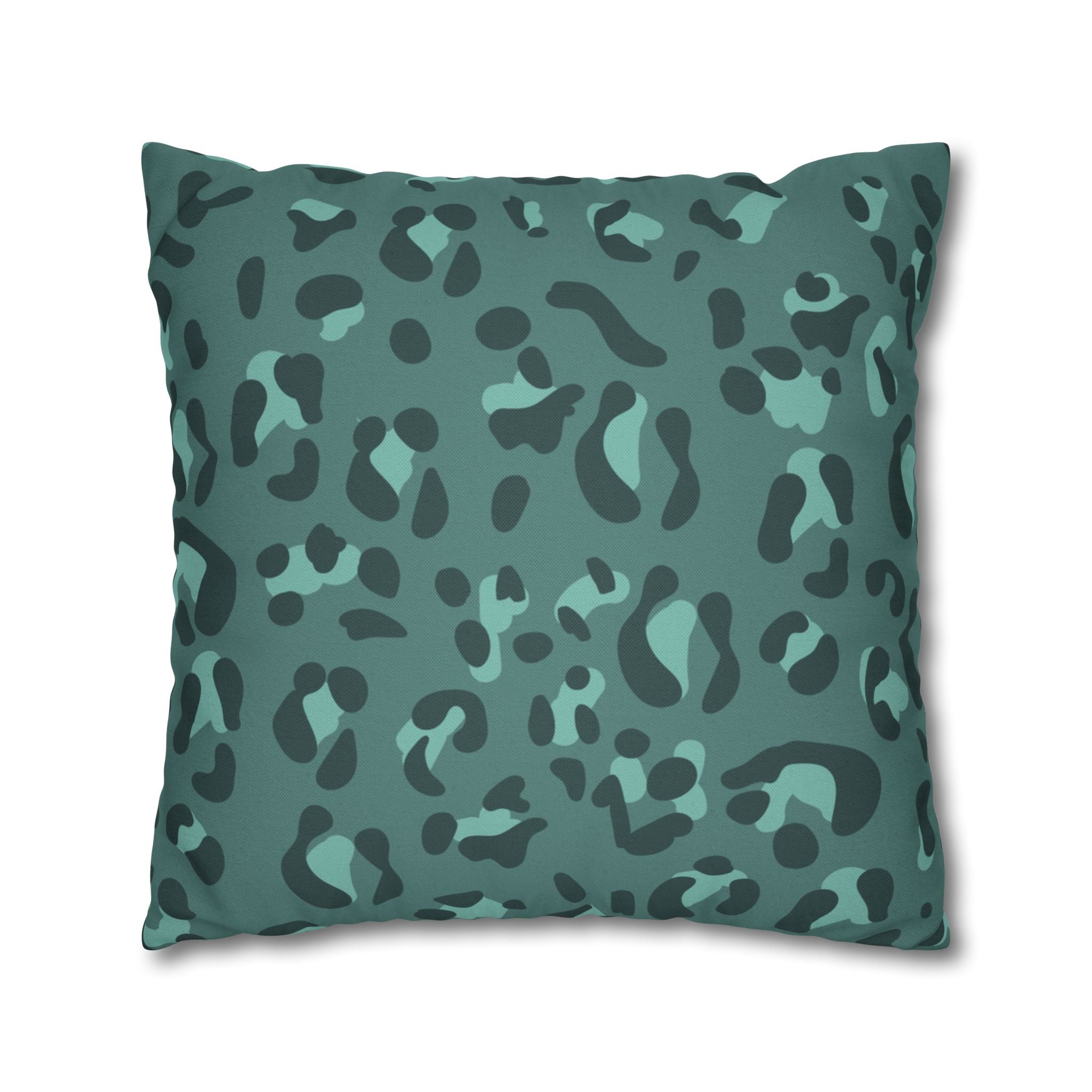 Teal and Dark Green Leopard Print Throw Pillow, Artsulli - Art is Long, Life is Short, Home Decor, , , , , , , 