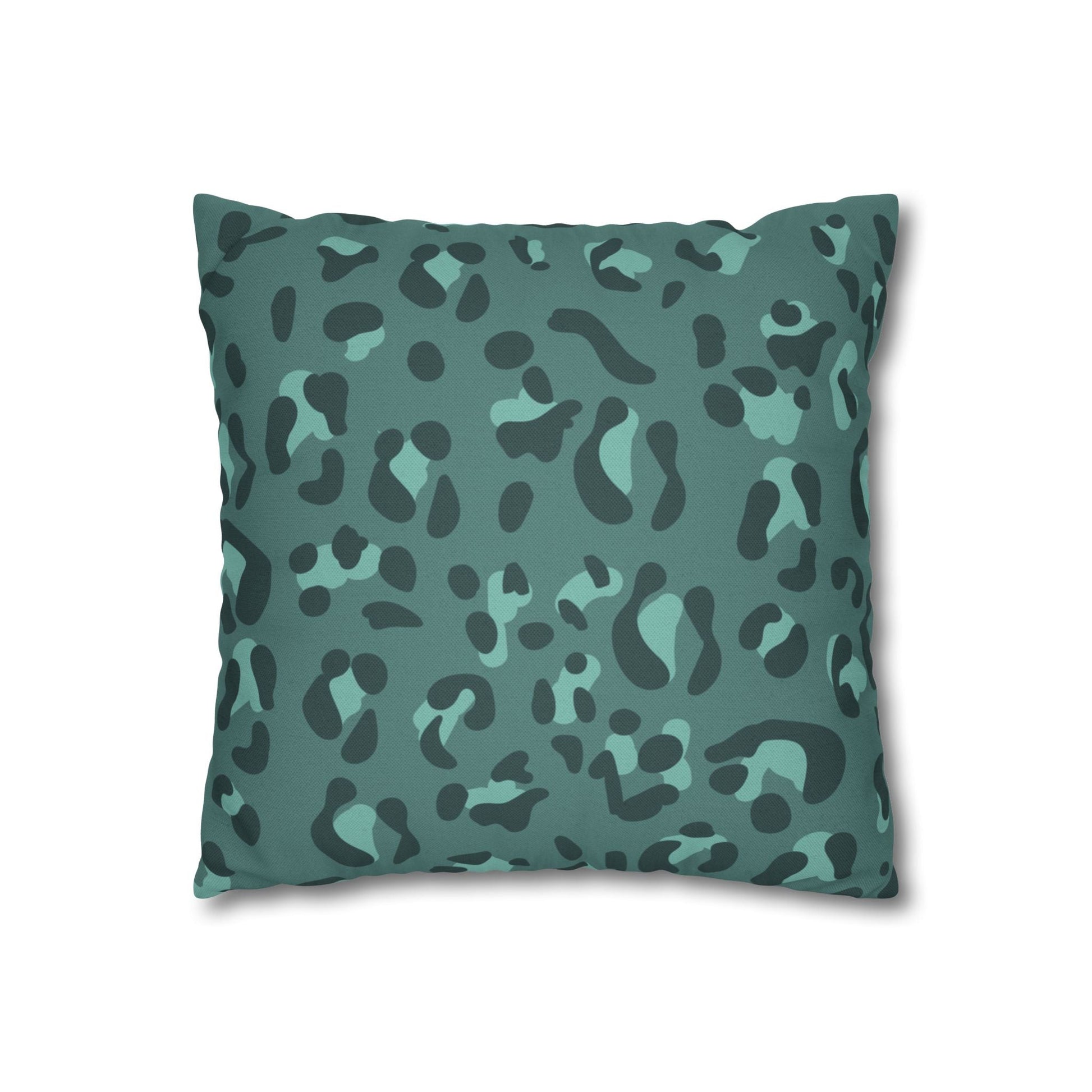 Teal and Dark Green Leopard Print Throw Pillow, Artsulli - Art is Long, Life is Short, Home Decor, , , , , , , 