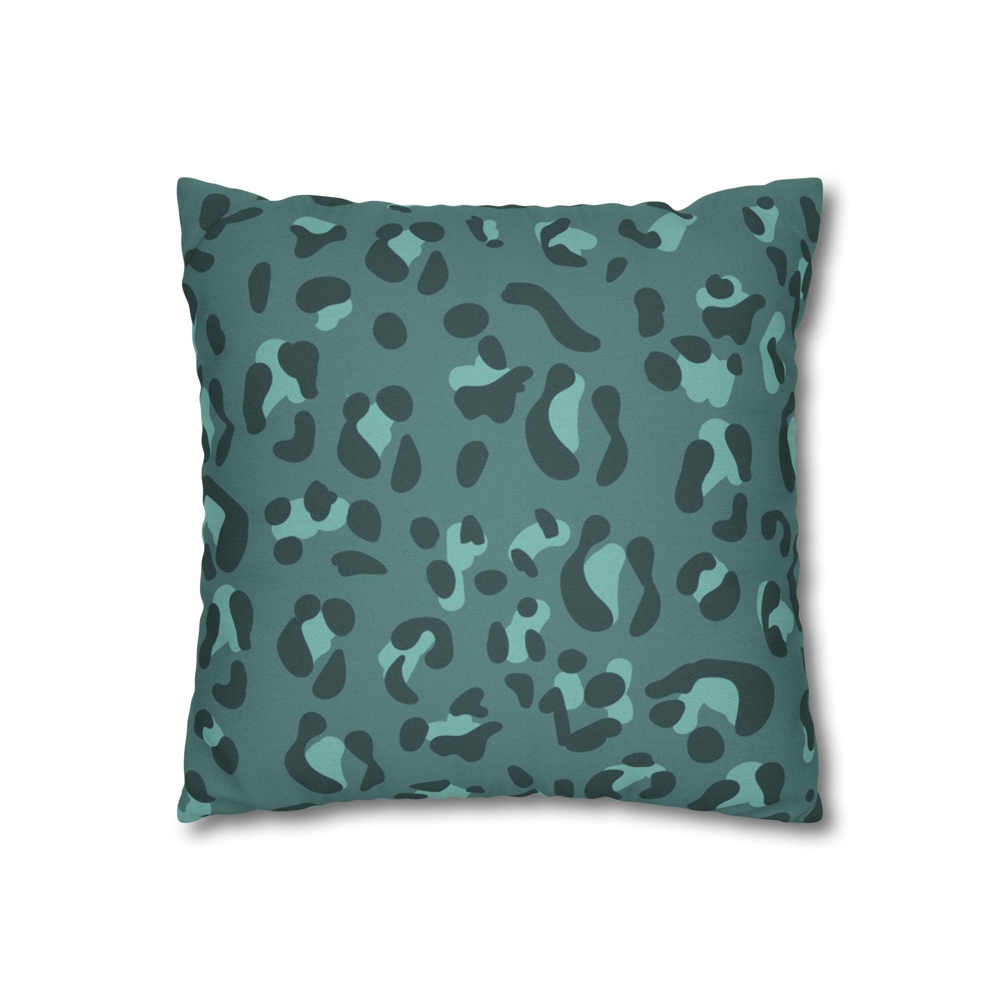 Teal and Dark Green Leopard Print Throw Pillow, Artsulli - Art is Long, Life is Short, Home Decor, , , , , , , 