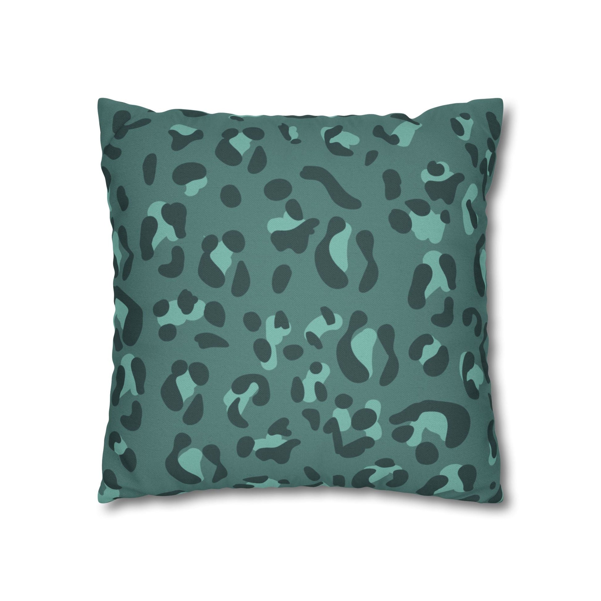 Teal and Dark Green Leopard Print Throw Pillow, Artsulli - Art is Long, Life is Short, Home Decor, , , , , , , 