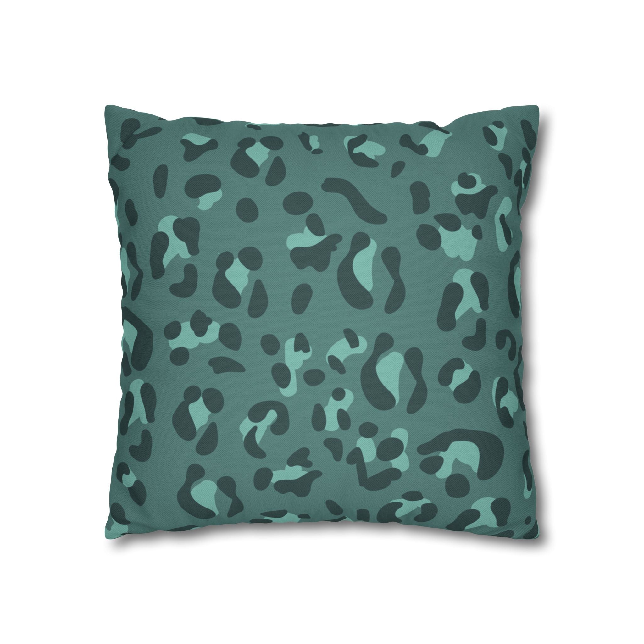 Teal and Dark Green Leopard Print Throw Pillow, Artsulli - Art is Long, Life is Short, Home Decor, , , , , , , 