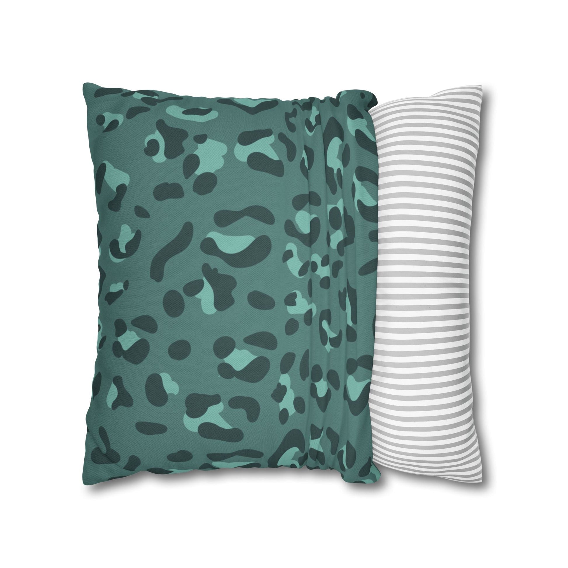 Teal and Dark Green Leopard Print Throw Pillow, Artsulli - Art is Long, Life is Short, Home Decor, , , , , , , 