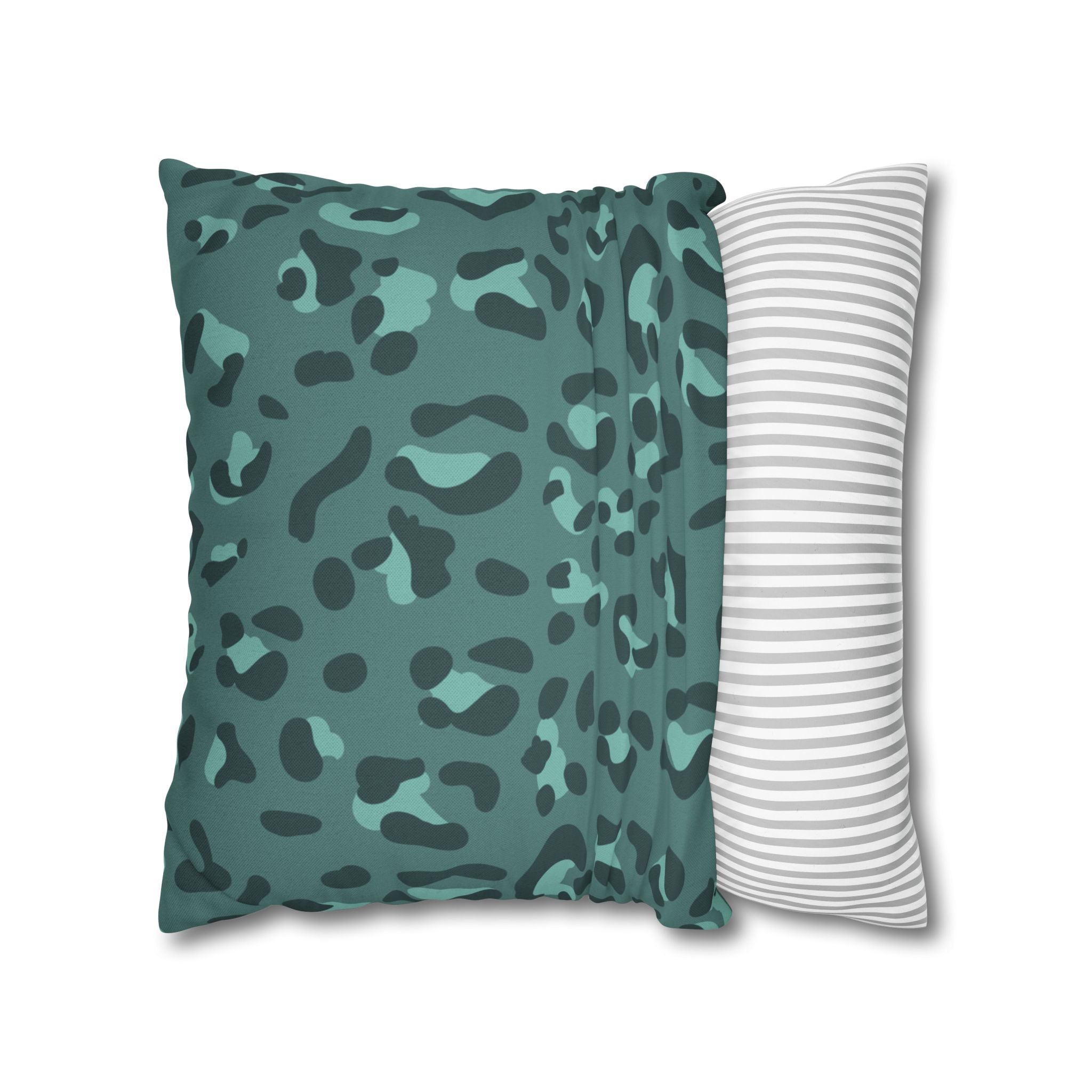 Teal and Dark Green Leopard Print Throw Pillow, Artsulli - Art is Long, Life is Short, Home Decor, , , , , , , 