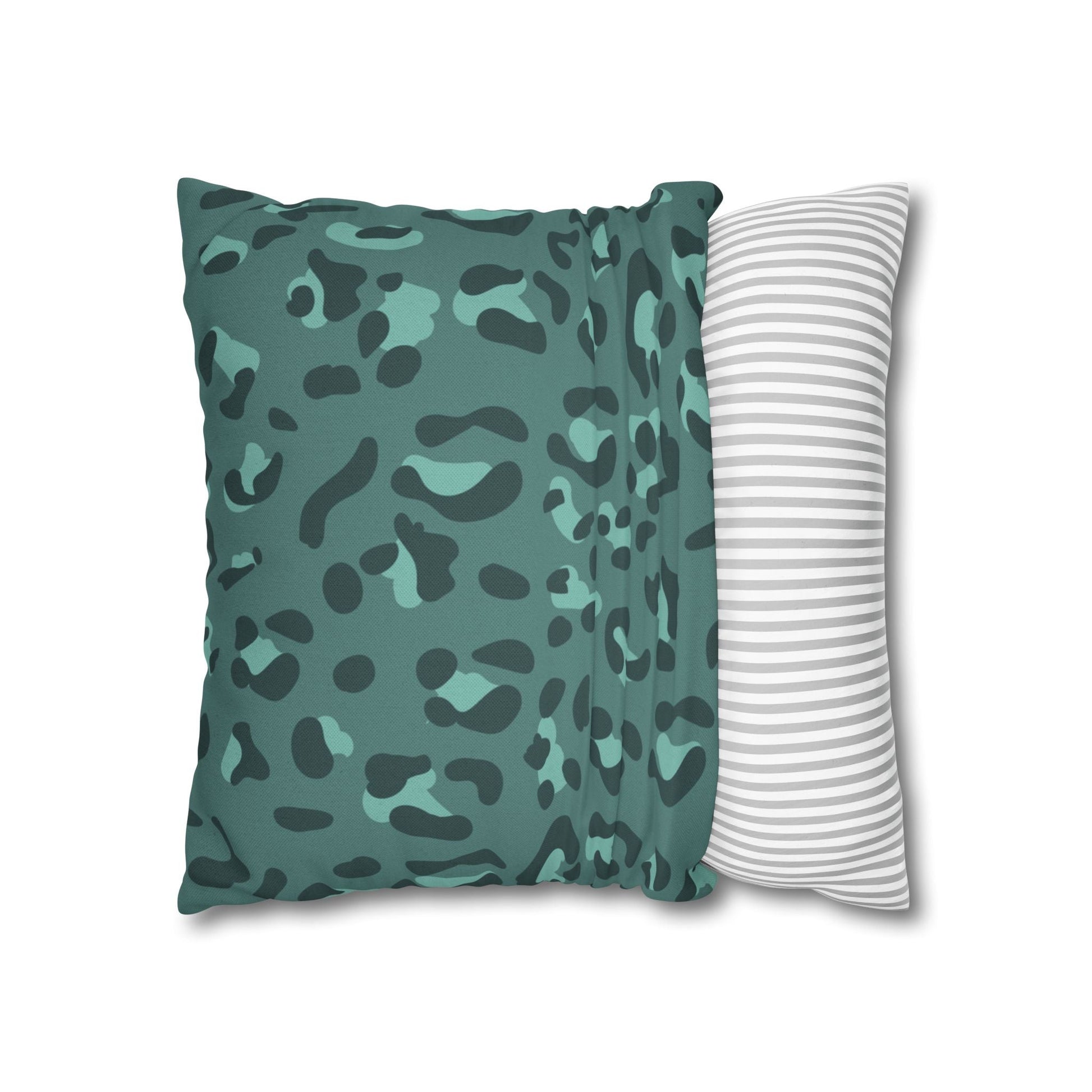 Teal and Dark Green Leopard Print Throw Pillow, Artsulli - Art is Long, Life is Short, Home Decor, , , , , , , 