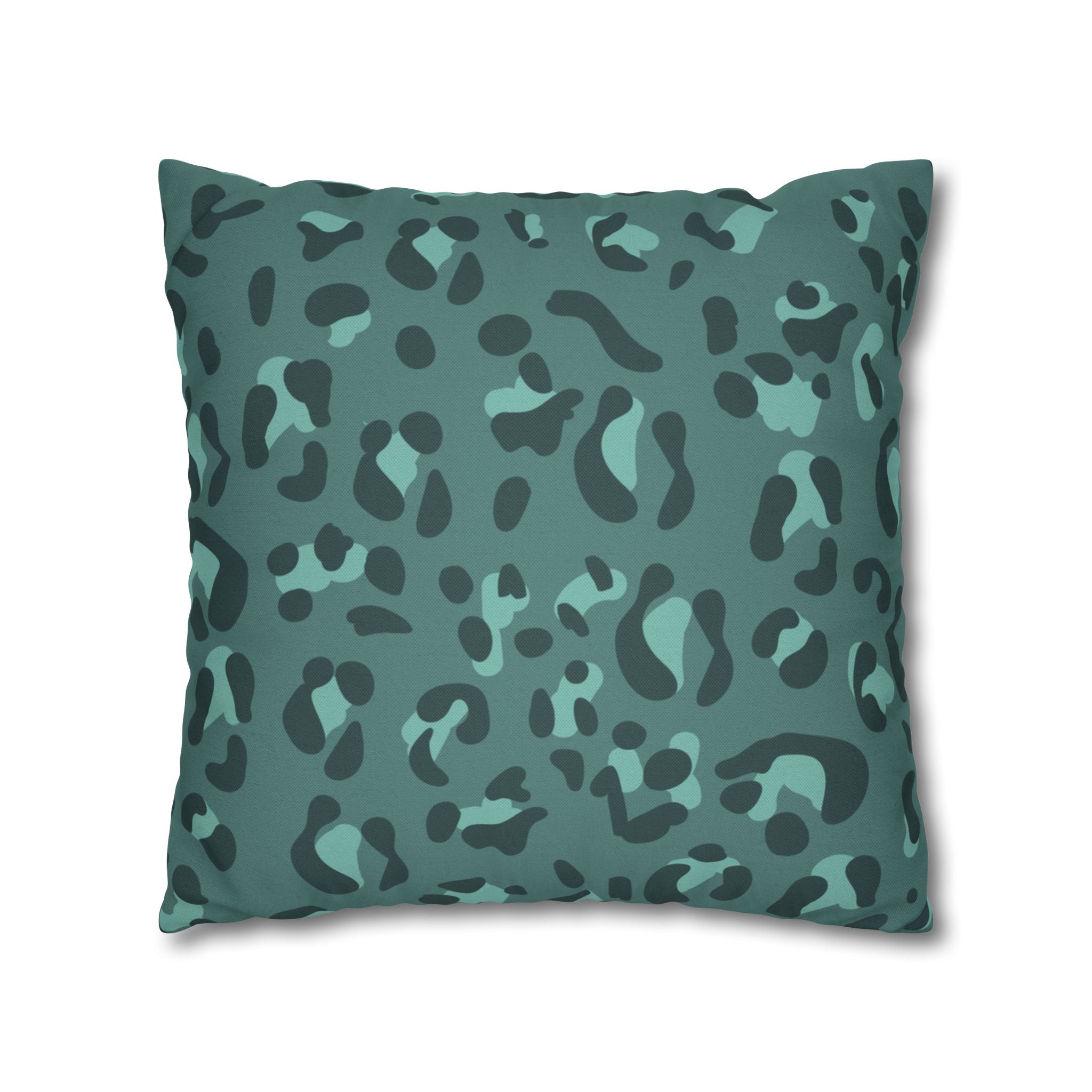 Teal and Dark Green Leopard Print Throw Pillow, Artsulli - Art is Long, Life is Short, Home Decor, , , , , , , 