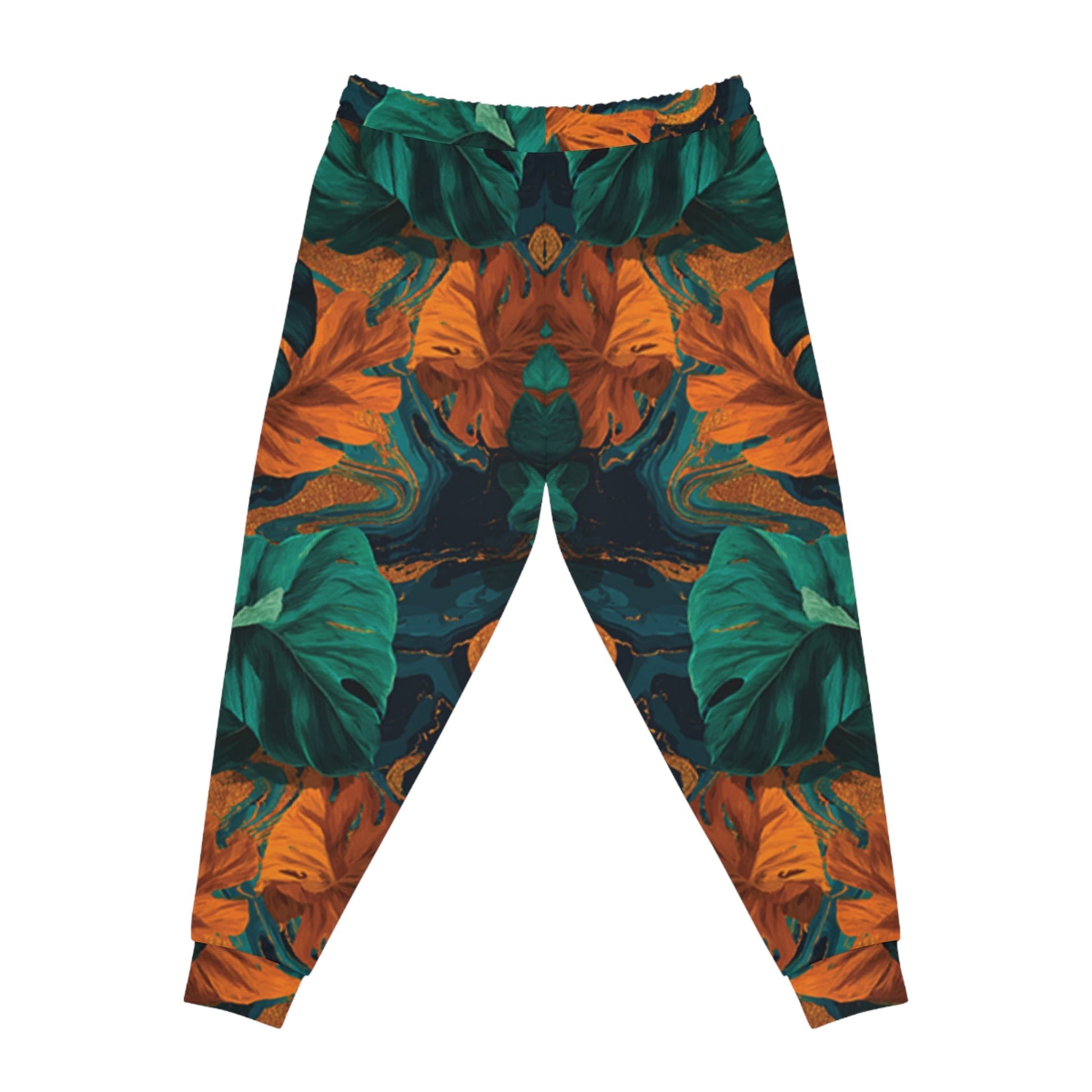 Teal and Orange Tropical Leaf Joggers, Artsulli - Art is Long, Life is Short, All Over Prints, , , , , , , 