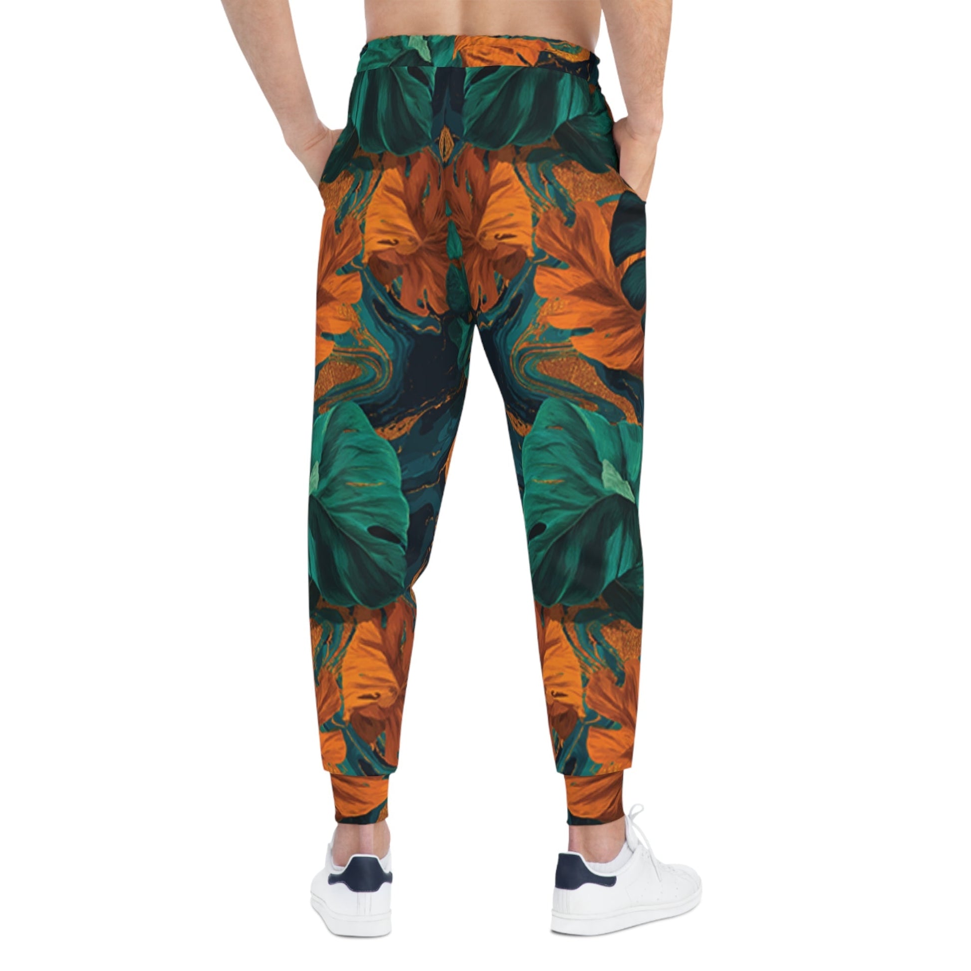 Teal and Orange Tropical Leaf Joggers, Artsulli - Art is Long, Life is Short, All Over Prints, , , , , , , 