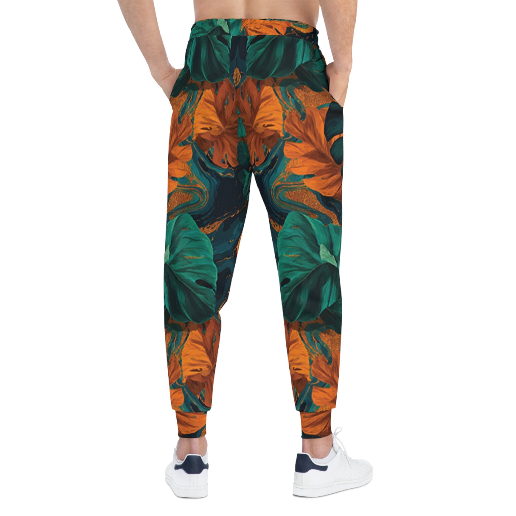 Teal and Orange Tropical Leaf Joggers, Artsulli - Art is Long, Life is Short, All Over Prints, , , , , , , 