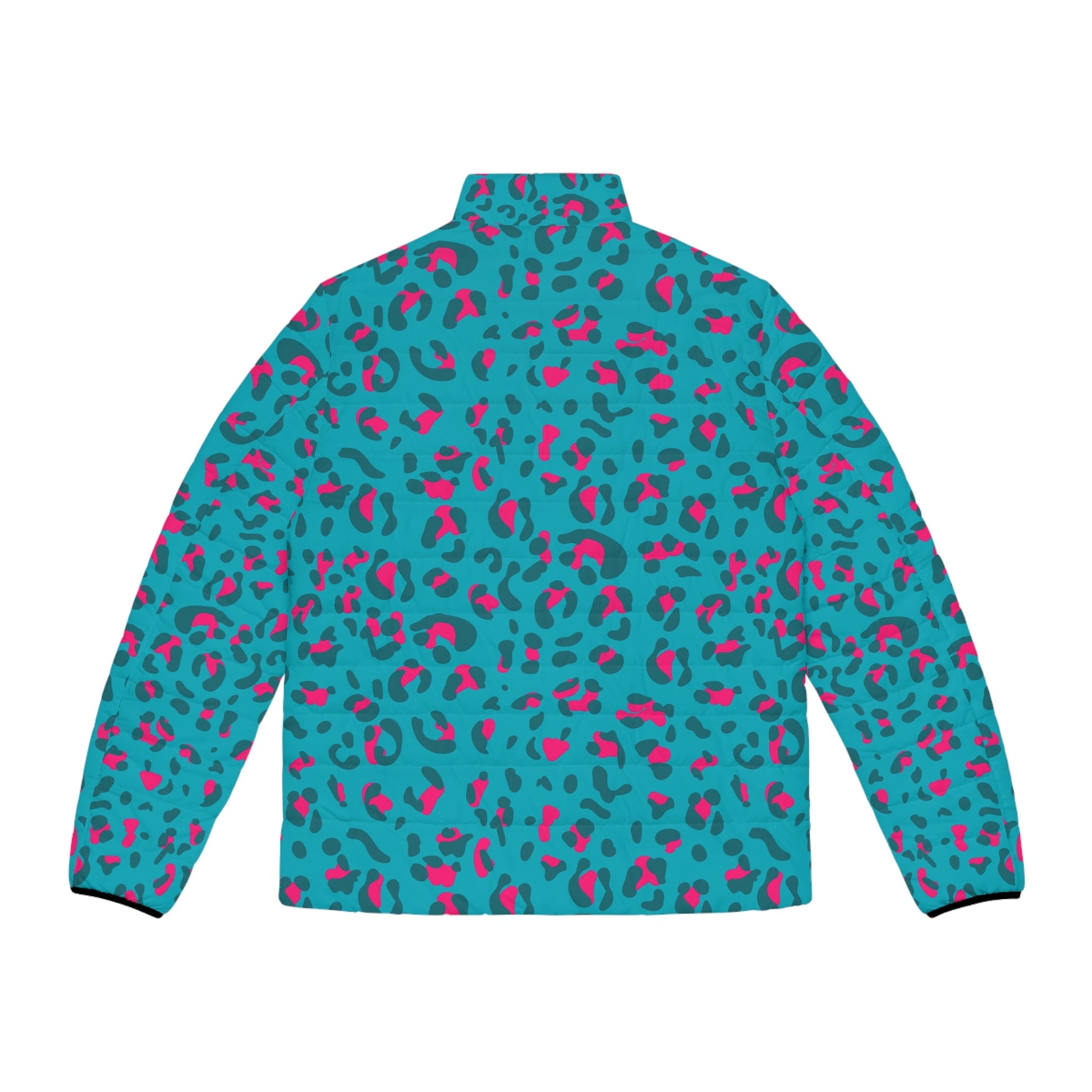 JAKKOUTTHEBXX Teal and Pink Leopard Print Puffer Jacket 2025