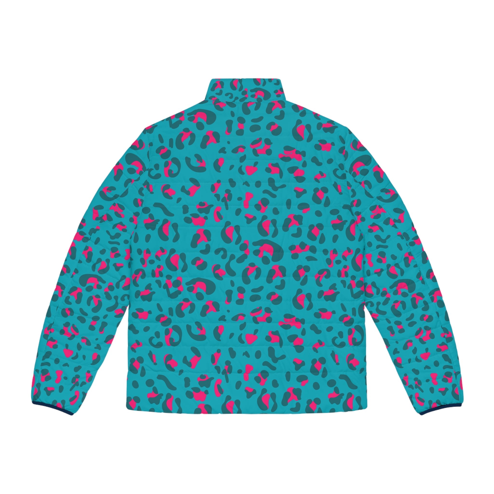 JAKKOUTTHEBXX Teal and Pink Leopard Print Puffer Jacket 2025