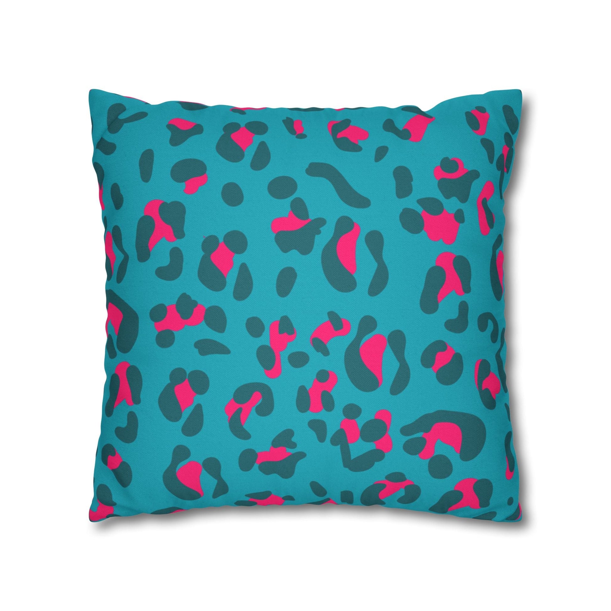 Teal and Pink Leopard Print Throw Pillow, Artsulli - Art is Long, Life is Short, Home Decor, , , , , , , 