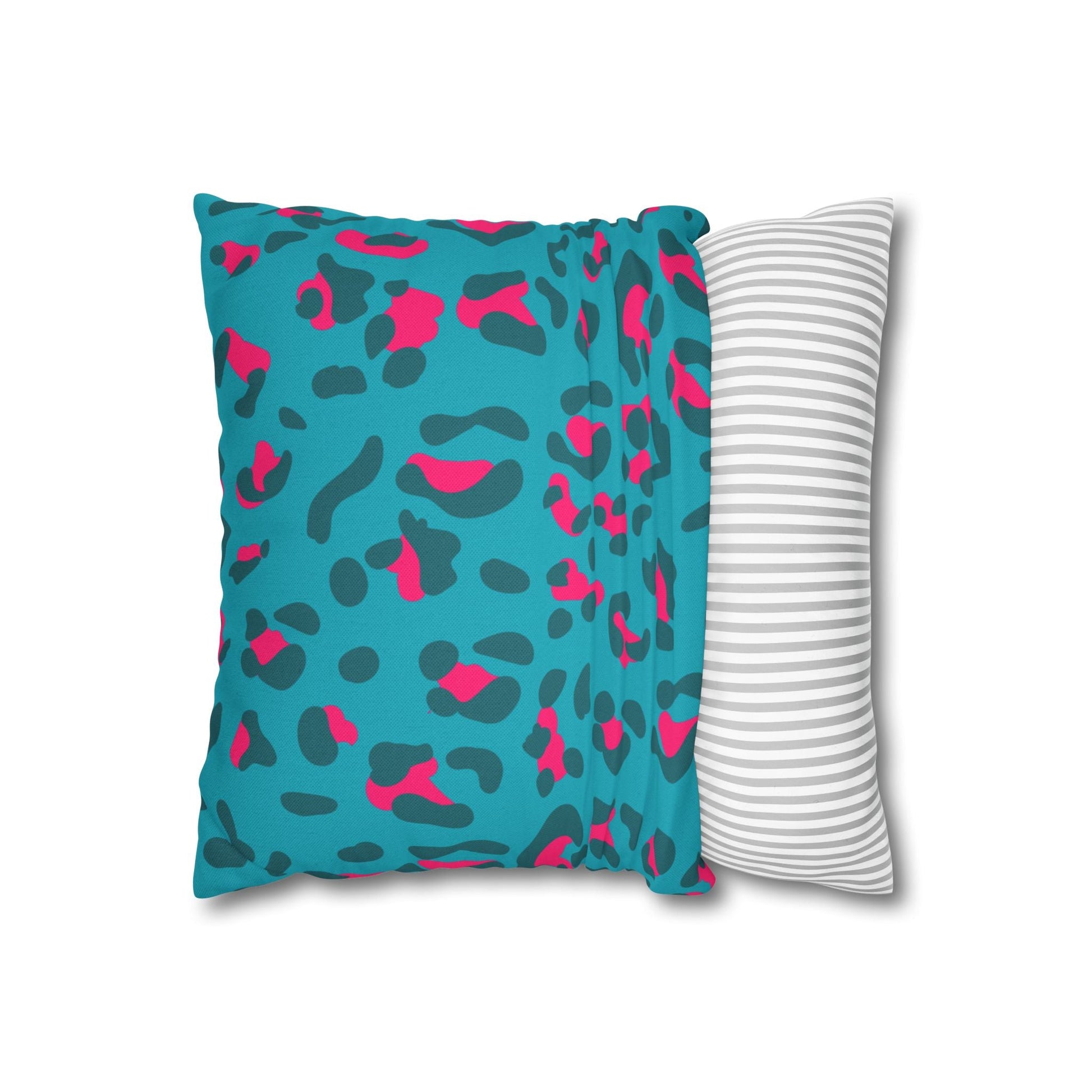 Teal and Pink Leopard Print Throw Pillow, Artsulli - Art is Long, Life is Short, Home Decor, , , , , , , 