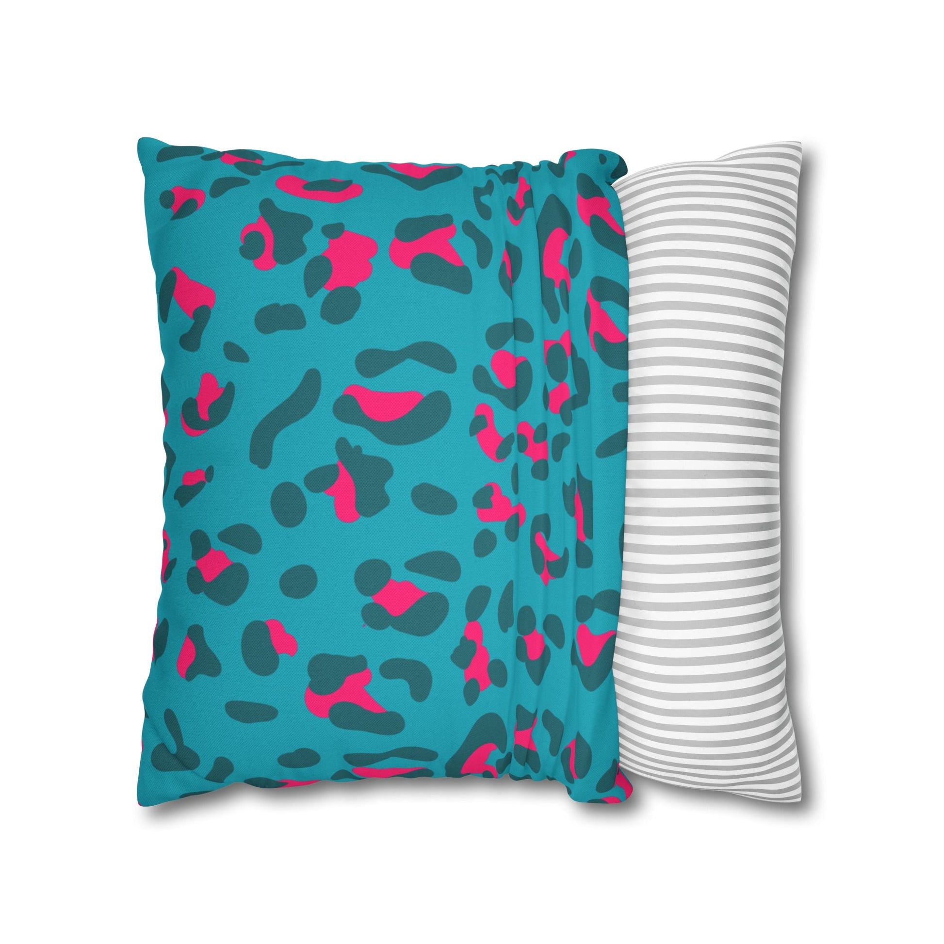 Teal and Pink Leopard Print Throw Pillow, Artsulli - Art is Long, Life is Short, Home Decor, , , , , , , 