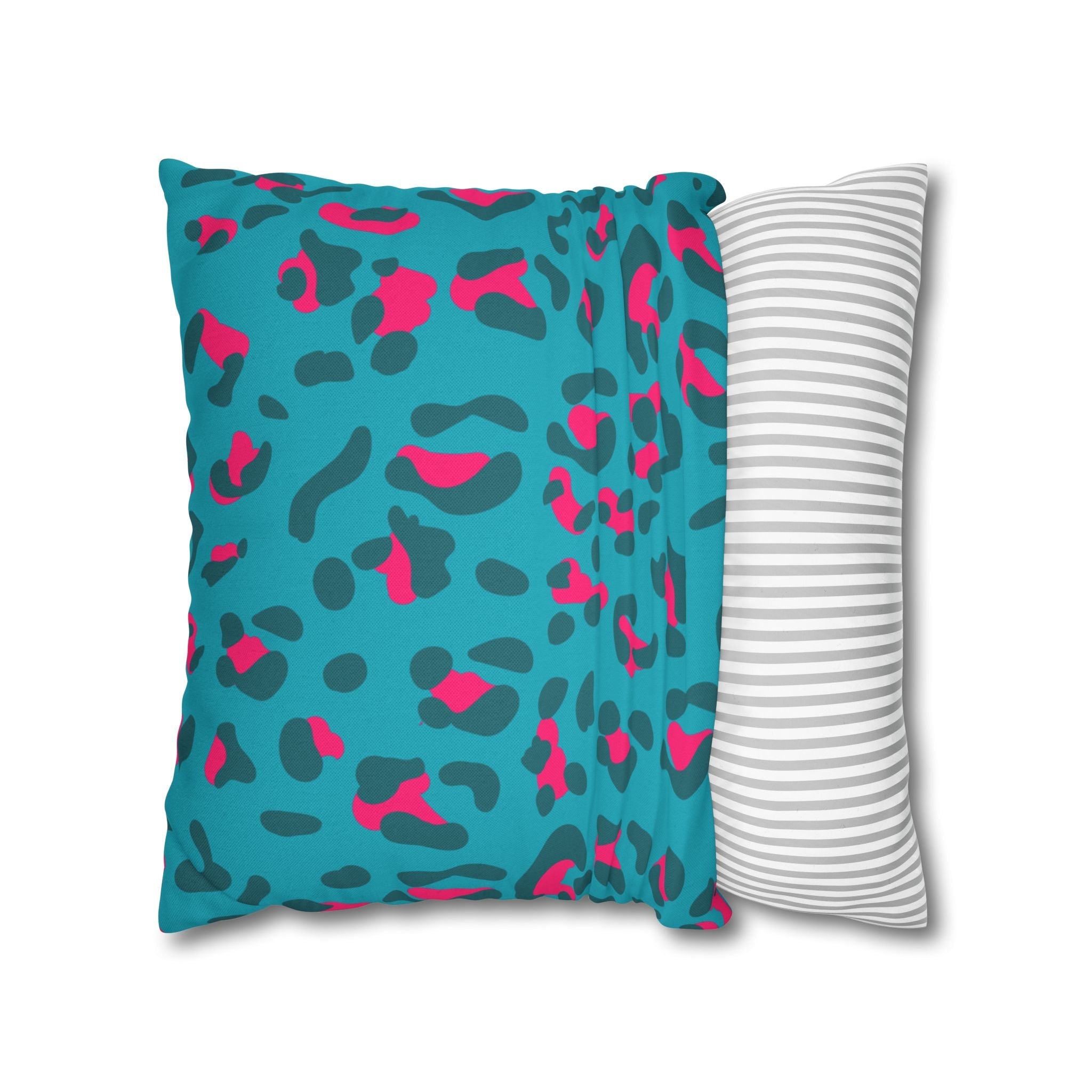Teal and Pink Leopard Print Throw Pillow, Artsulli - Art is Long, Life is Short, Home Decor, , , , , , , 
