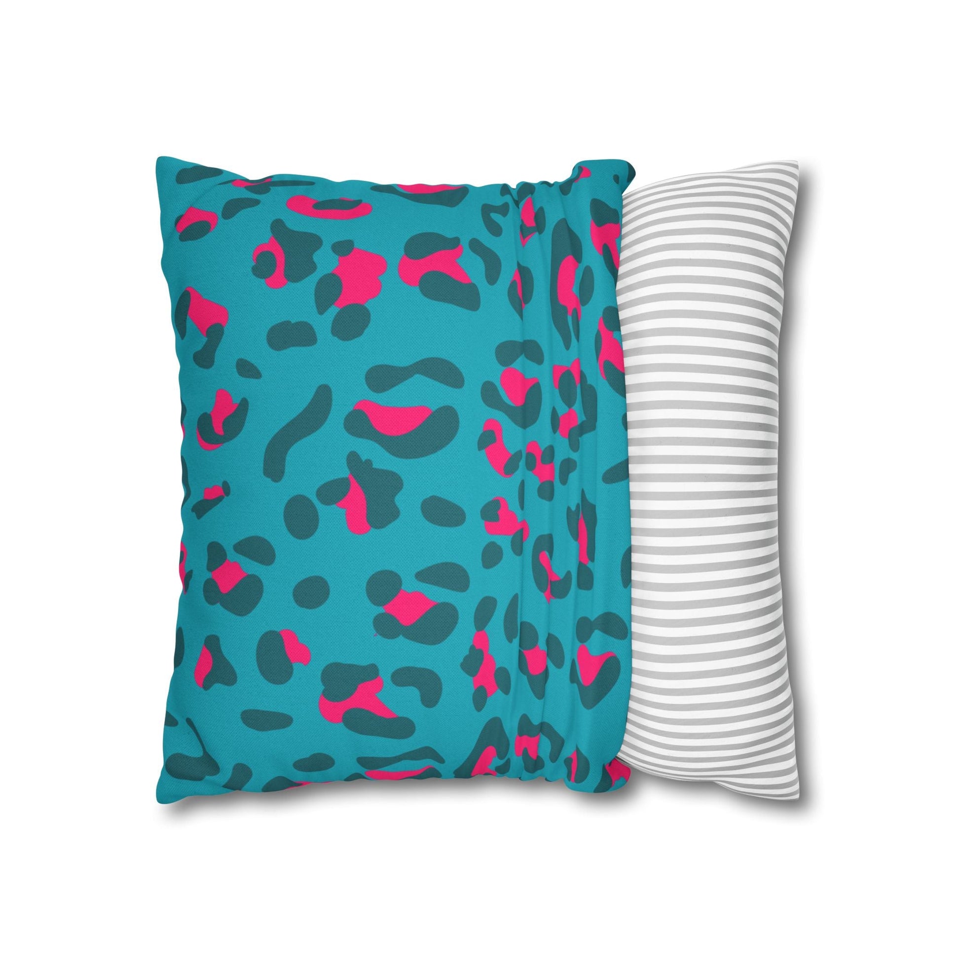 Teal and Pink Leopard Print Throw Pillow, Artsulli - Art is Long, Life is Short, Home Decor, , , , , , , 