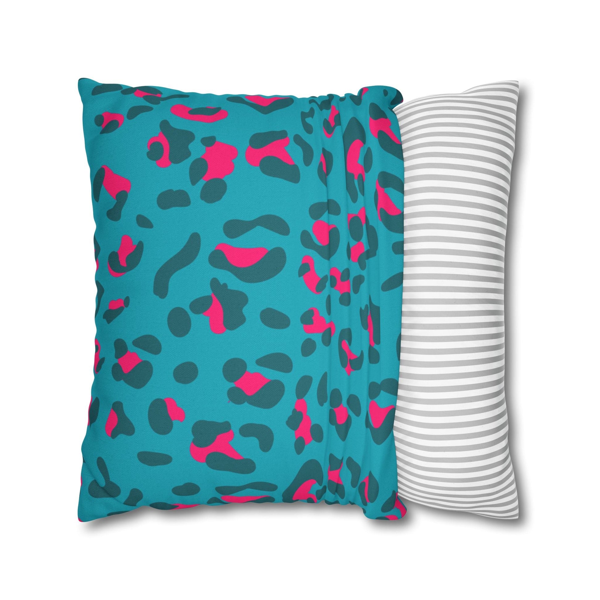 Teal and Pink Leopard Print Throw Pillow, Artsulli - Art is Long, Life is Short, Home Decor, , , , , , , 