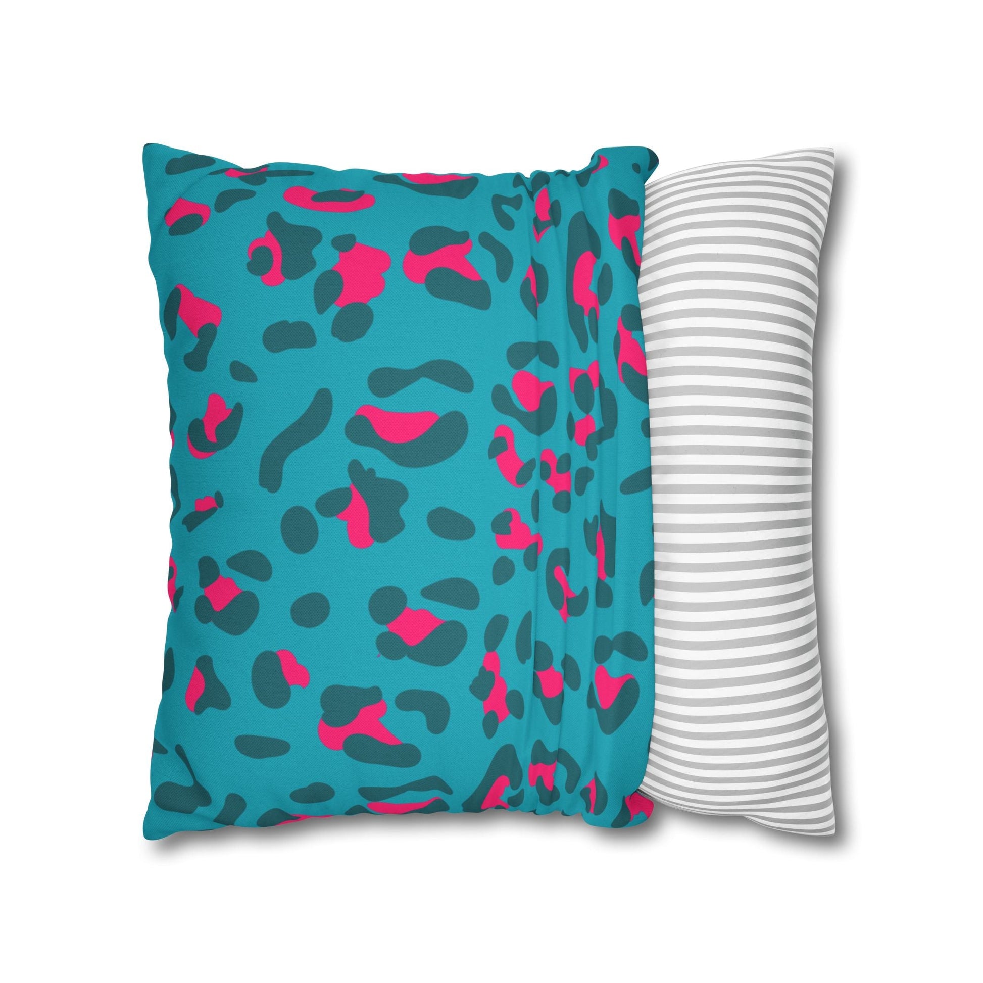 Teal and Pink Leopard Print Throw Pillow, Artsulli - Art is Long, Life is Short, Home Decor, , , , , , , 