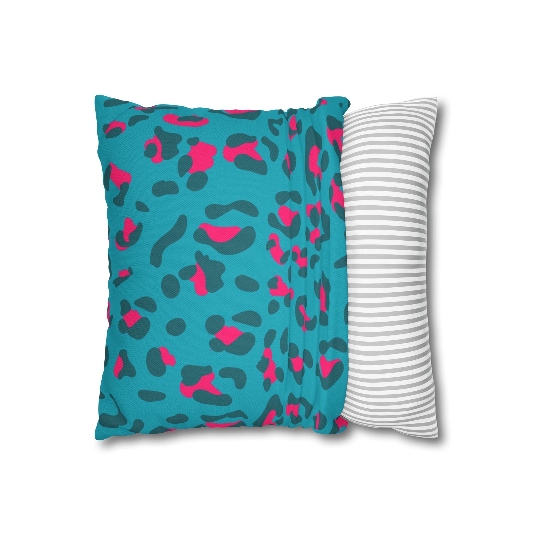 Teal and Pink Leopard Print Throw Pillow, Artsulli - Art is Long, Life is Short, Home Decor, , , , , , , 