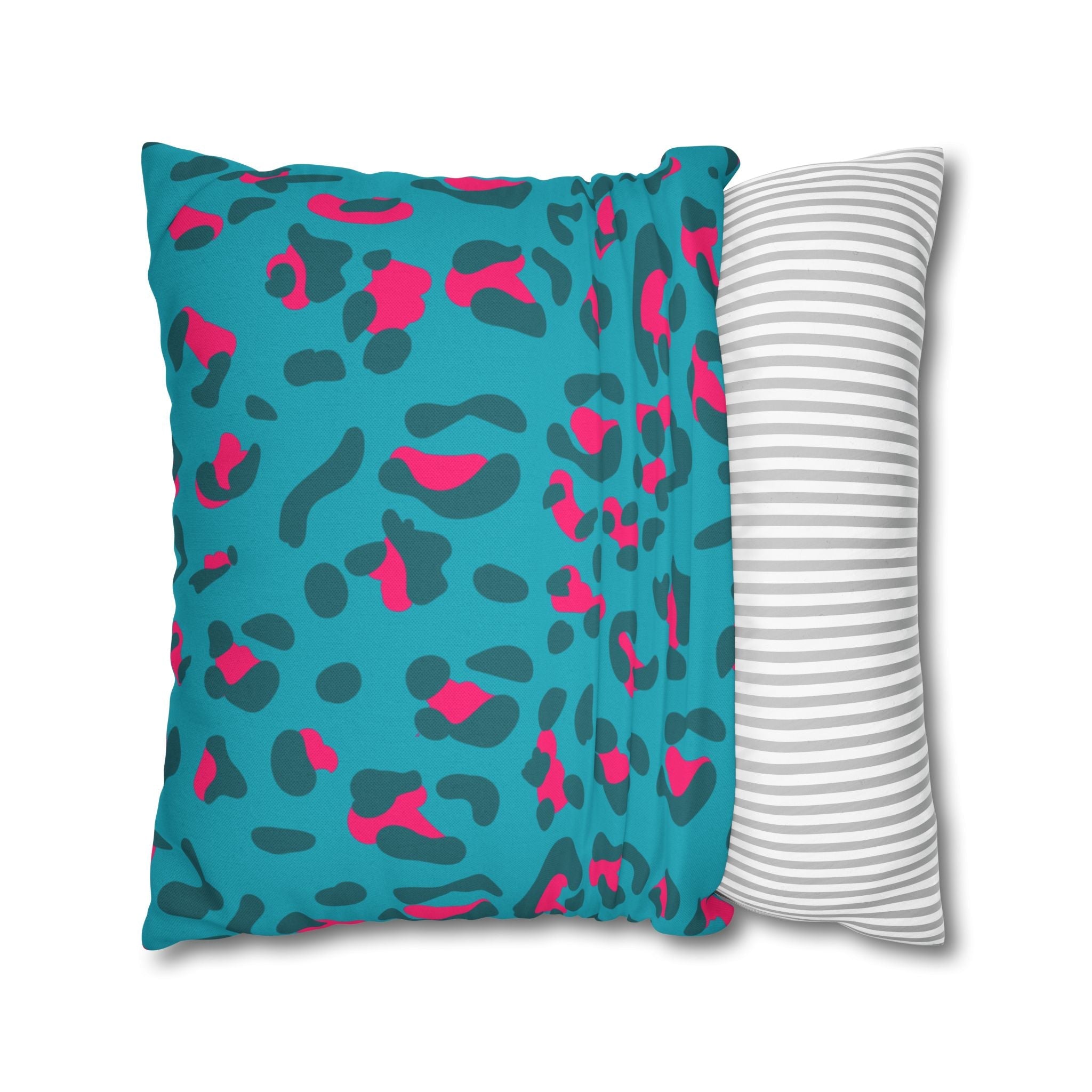 Teal and Pink Leopard Print Throw Pillow, Artsulli - Art is Long, Life is Short, Home Decor, , , , , , , 