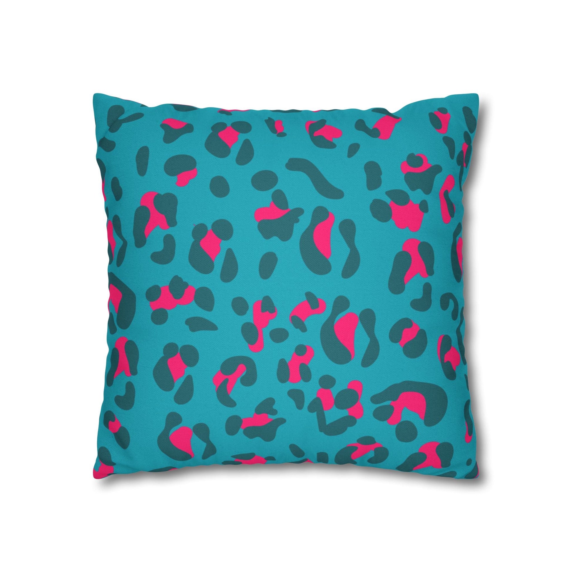 Teal and Pink Leopard Print Throw Pillow, Artsulli - Art is Long, Life is Short, Home Decor, , , , , , , 