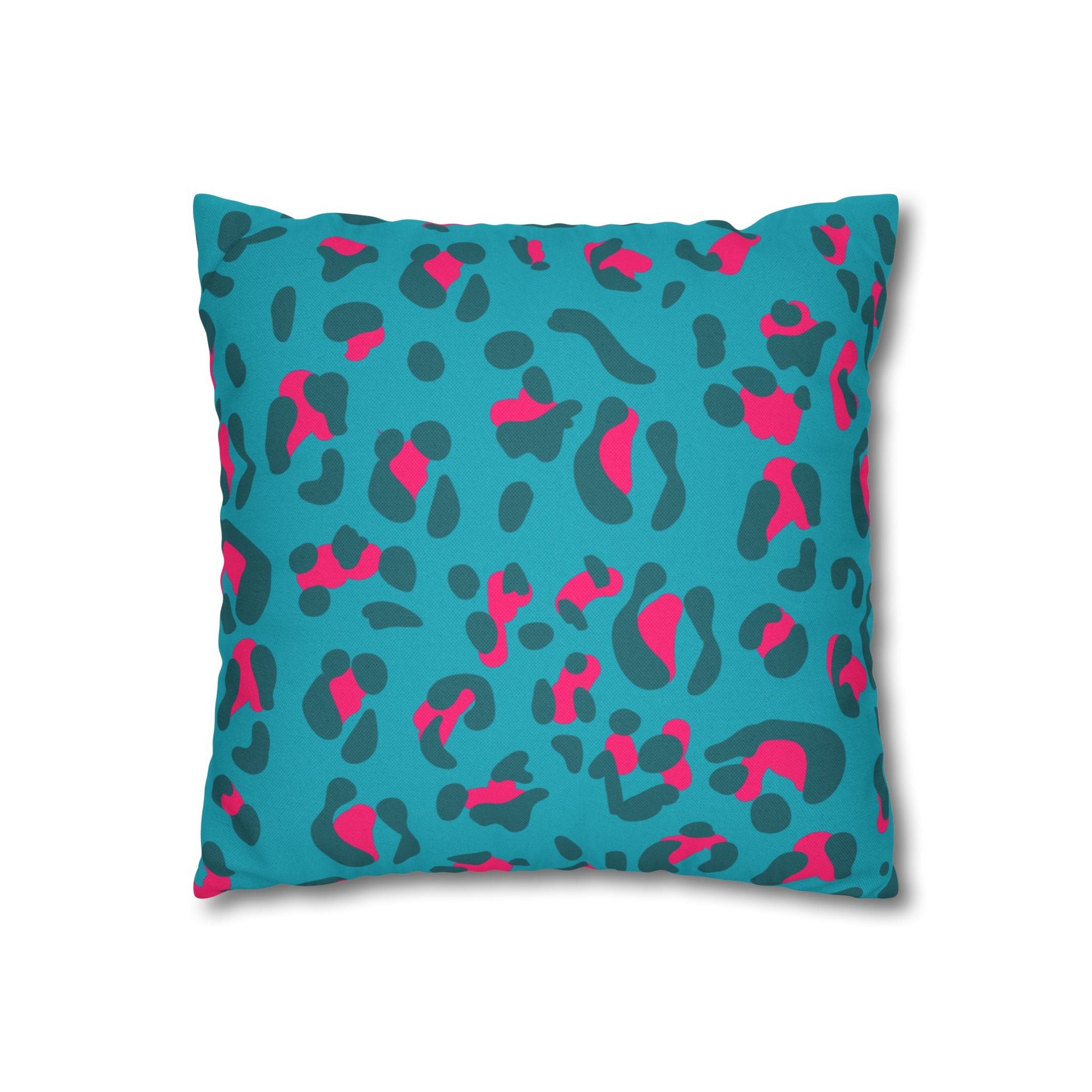 Teal and Pink Leopard Print Throw Pillow, Artsulli - Art is Long, Life is Short, Home Decor, , , , , , , 