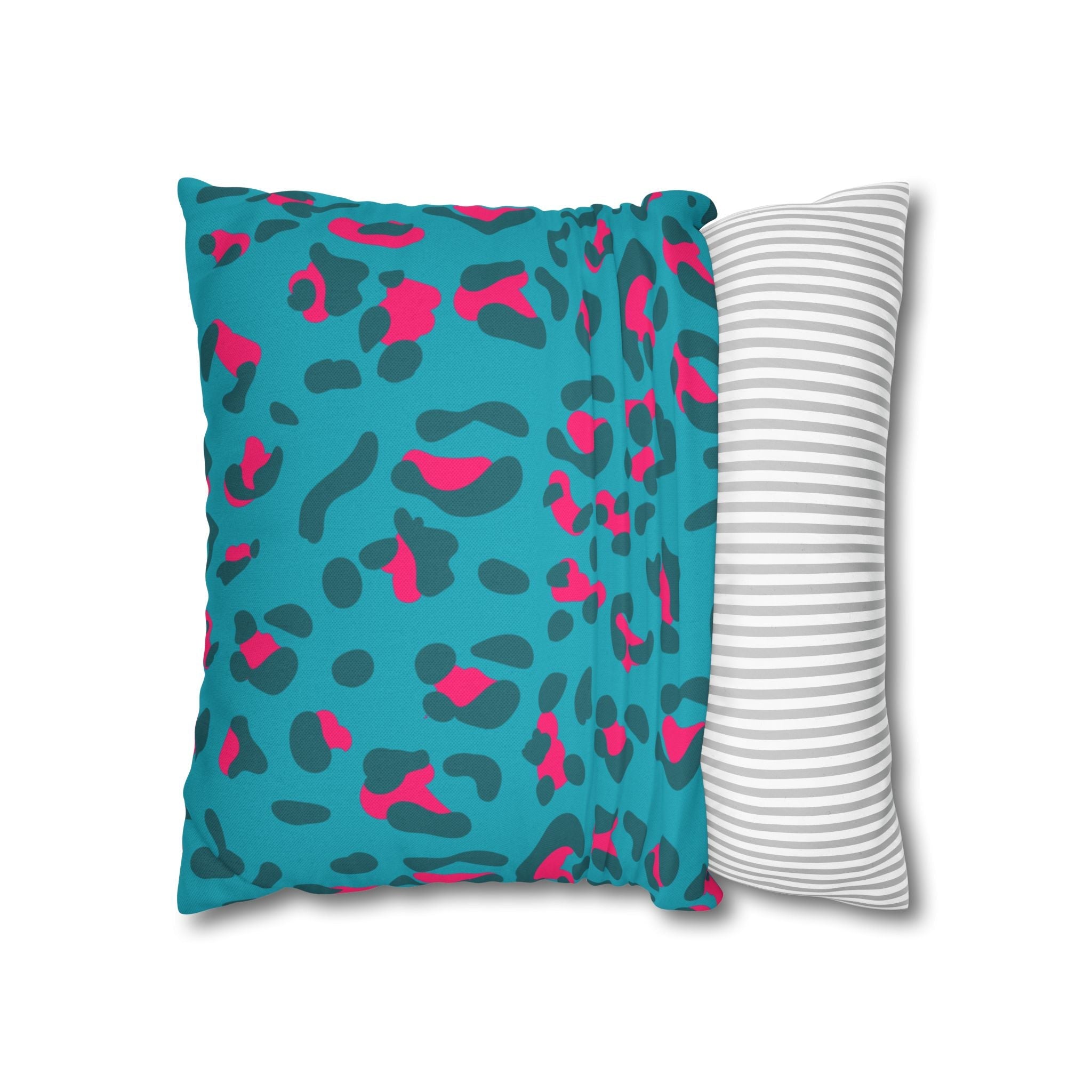 Teal and Pink Leopard Print Throw Pillow, Artsulli - Art is Long, Life is Short, Home Decor, , , , , , , 