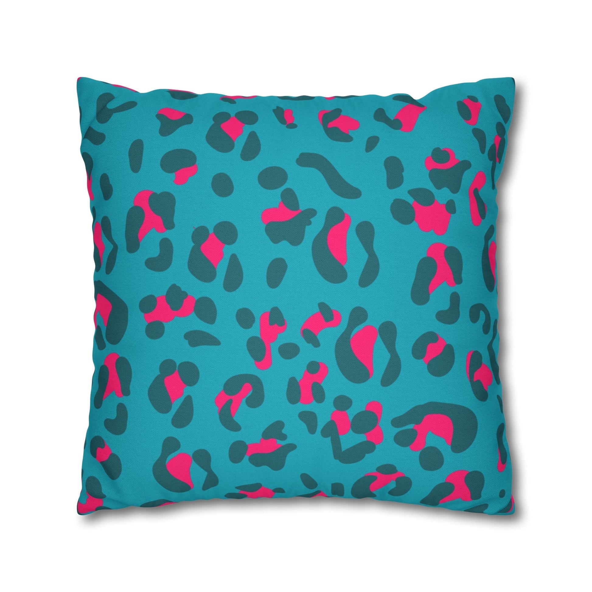 Teal and Pink Leopard Print Throw Pillow, Artsulli - Art is Long, Life is Short, Home Decor, , , , , , , 