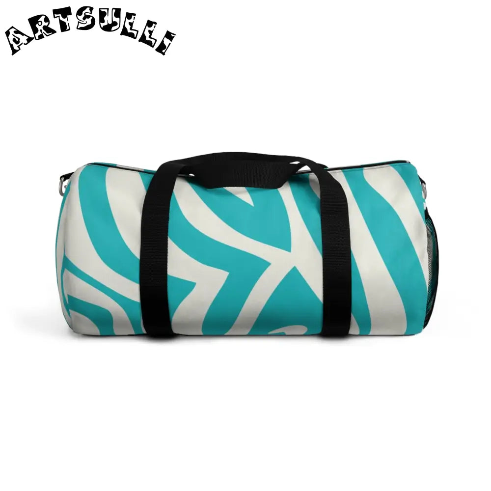 Teal and White Abstract Wave Custom-Printed Duffel Bag, Artsulli - Art is Long, Life is Short, Bags, Size, Small, , , , , 73044337641534
