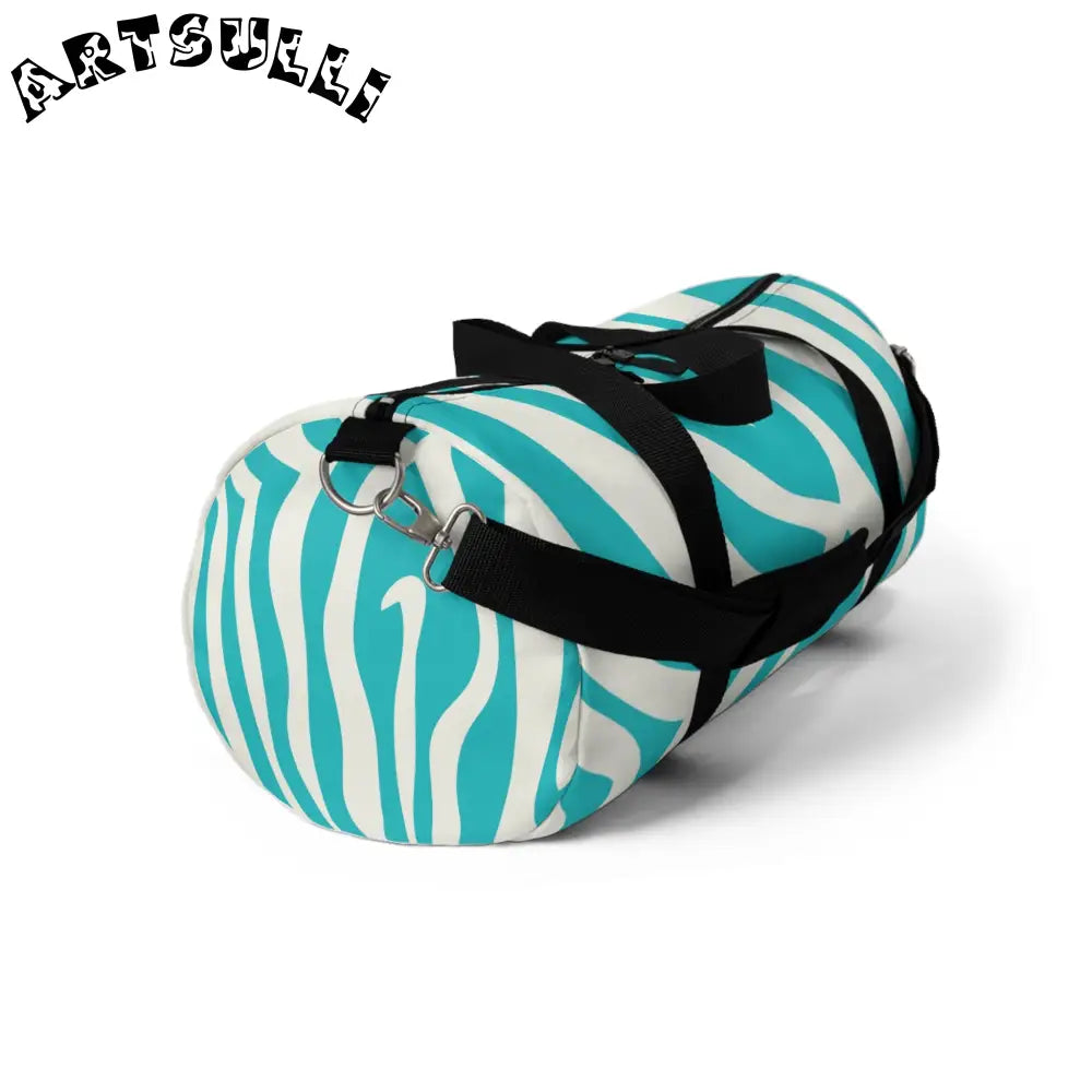 Teal and White Abstract Wave Custom-Printed Duffel Bag, Artsulli - Art is Long, Life is Short, Bags, , , , , , , 
