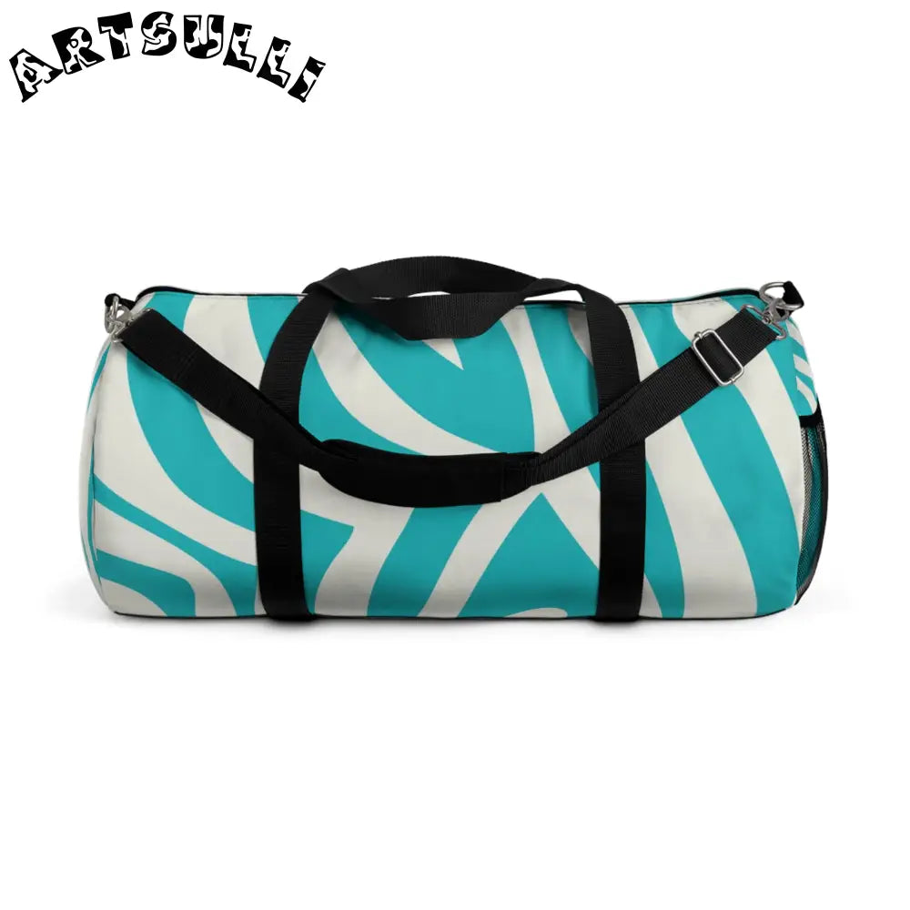 Teal and White Abstract Wave Custom-Printed Duffel Bag, Artsulli - Art is Long, Life is Short, Bags, Size, Large, , , , , 73030820513420