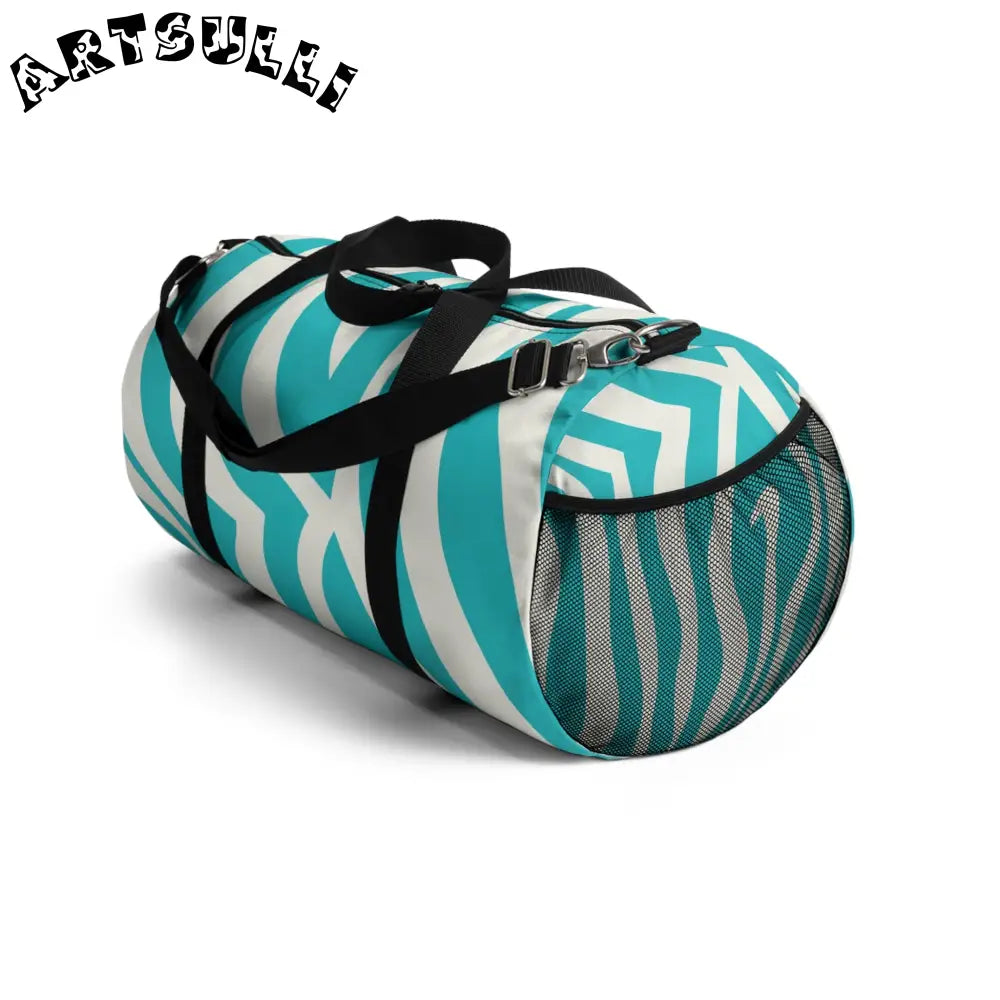 Teal and White Abstract Wave Custom-Printed Duffel Bag, Artsulli - Art is Long, Life is Short, Bags, , , , , , , 
