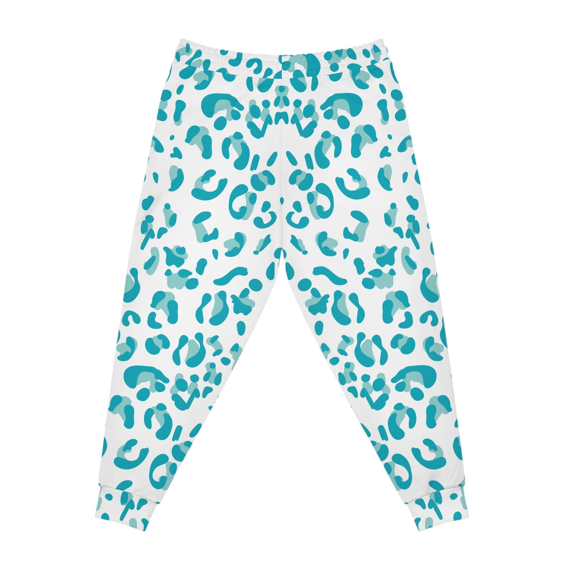 Teal and White Leopard Print Joggers, Artsulli - Art is Long, Life is Short, All Over Prints, , , , , , , 