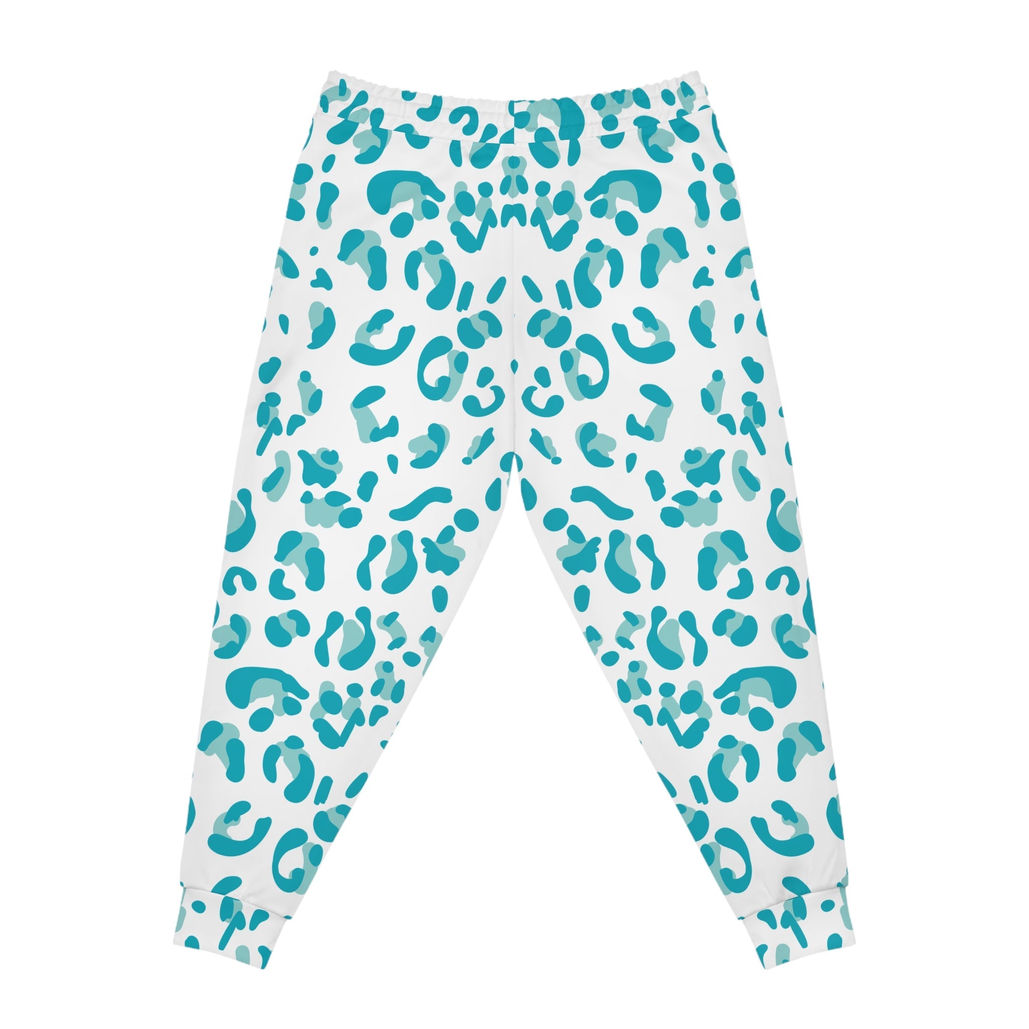Teal and White Leopard Print Joggers, Artsulli - Art is Long, Life is Short, All Over Prints, , , , , , , 