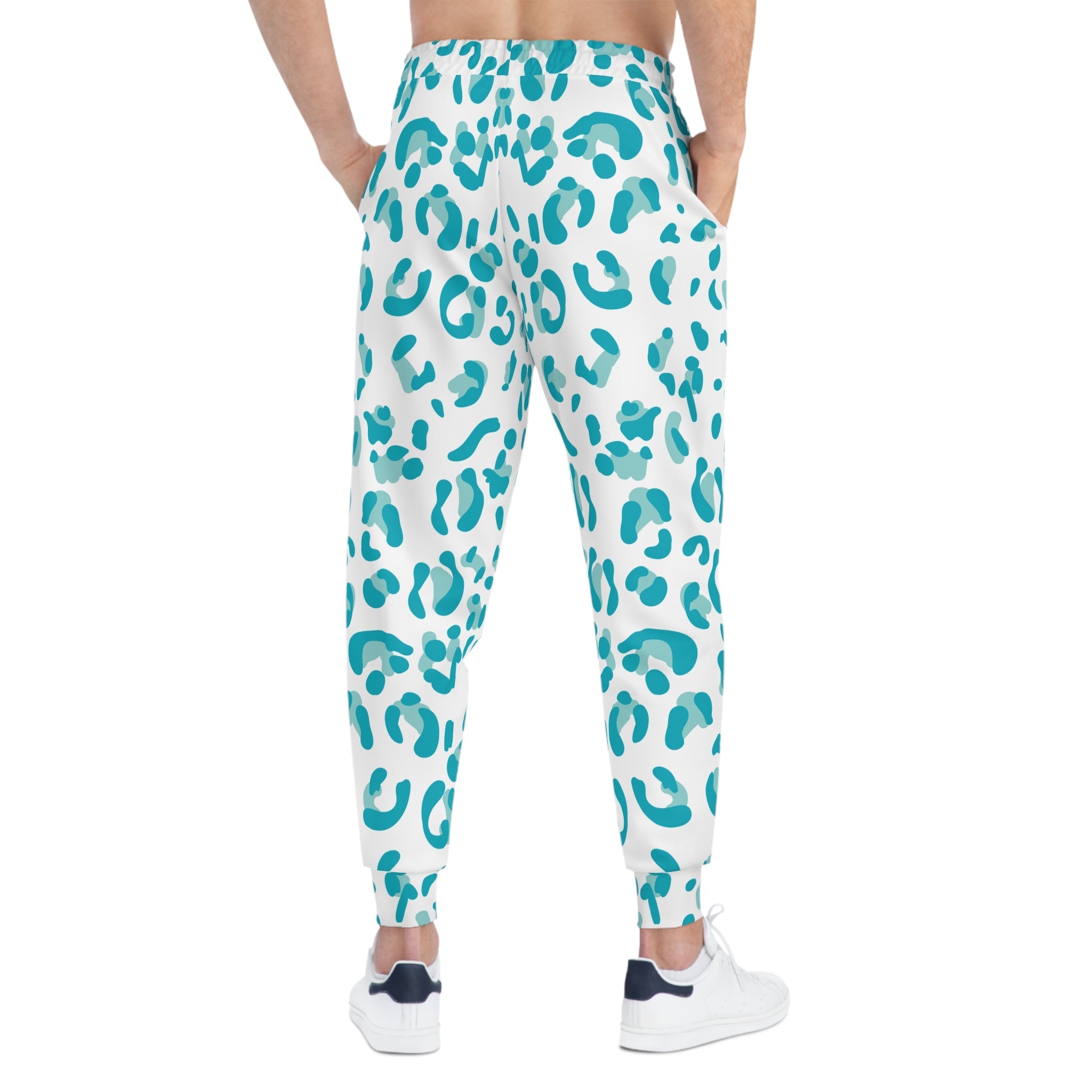 Teal and White Leopard Print Joggers, Artsulli - Art is Long, Life is Short, All Over Prints, , , , , , , 