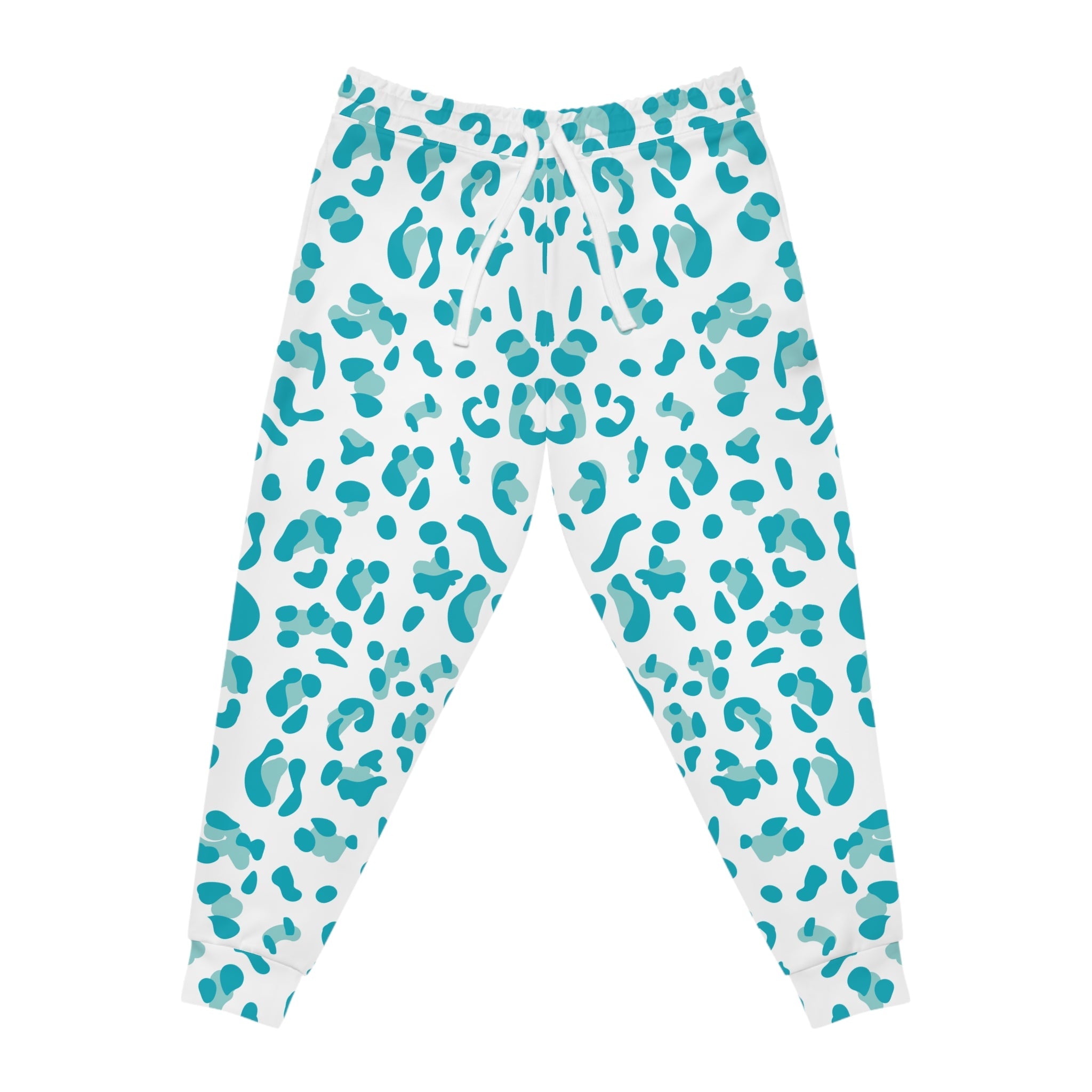 Teal and White Leopard Print Joggers, Artsulli - Art is Long, Life is Short, All Over Prints, Size, S, Color, Seam thread color automatically matched to design, , , 17111022031661882703