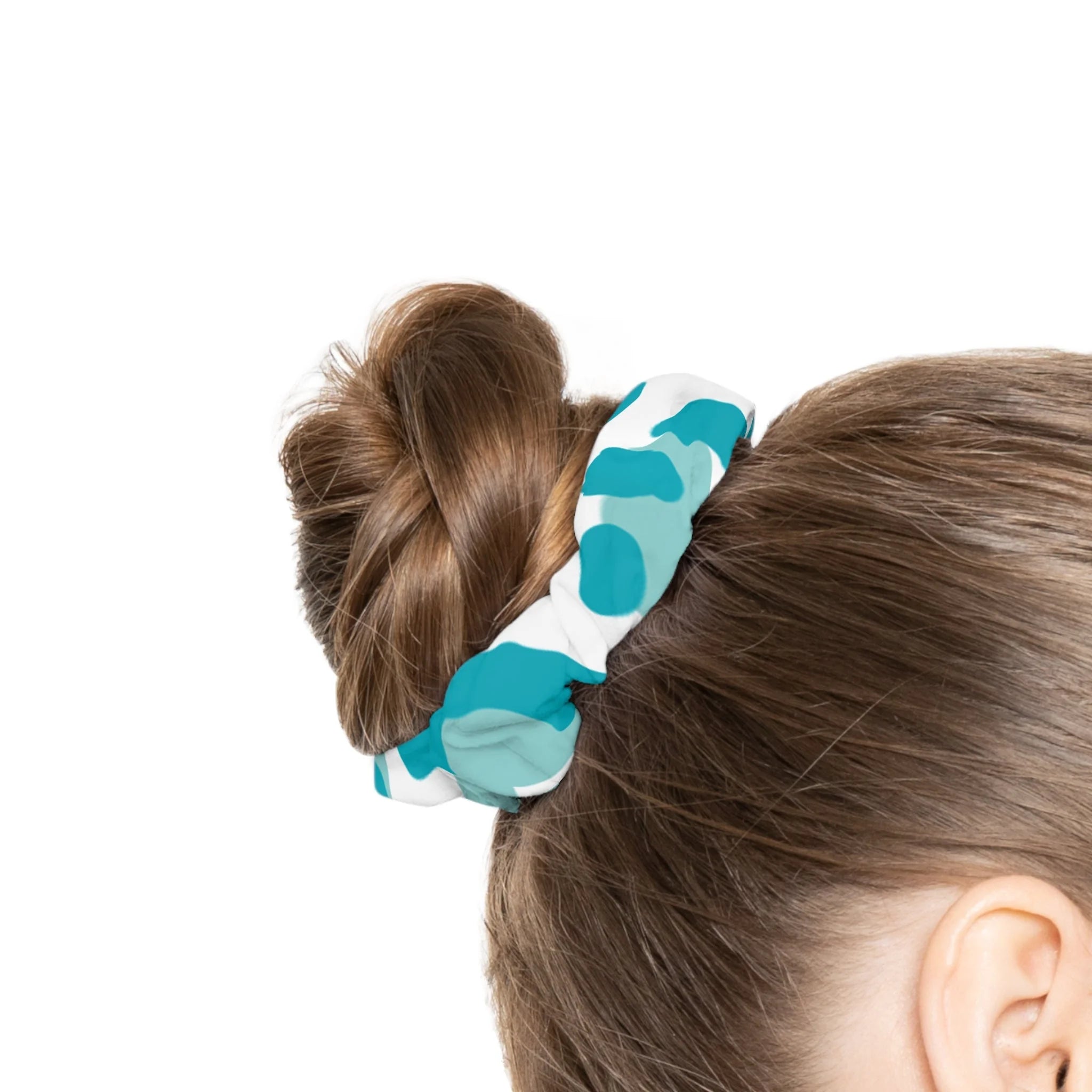 Teal and White Patterned Scrunchie, Artsulli - Art is Long, Life is Short, Accessories, , , , , , , 