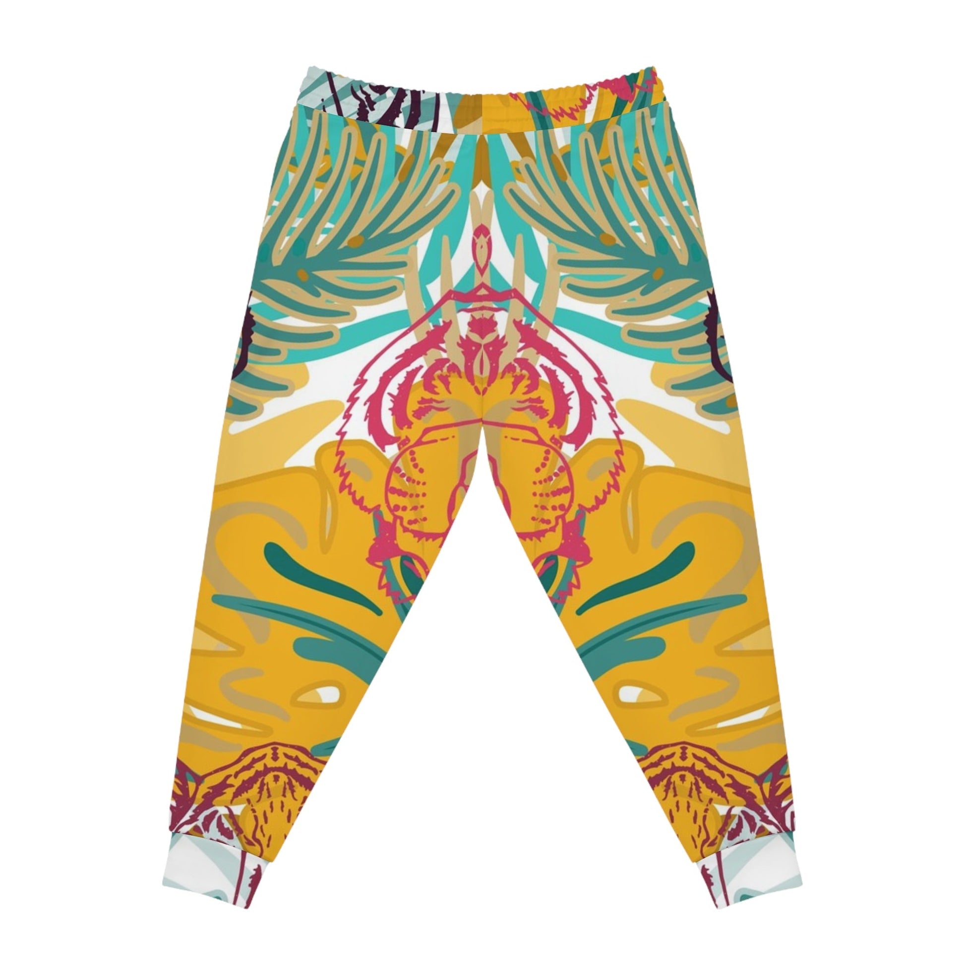 Printify Teal and Yellow Tiger Print Joggers 2025