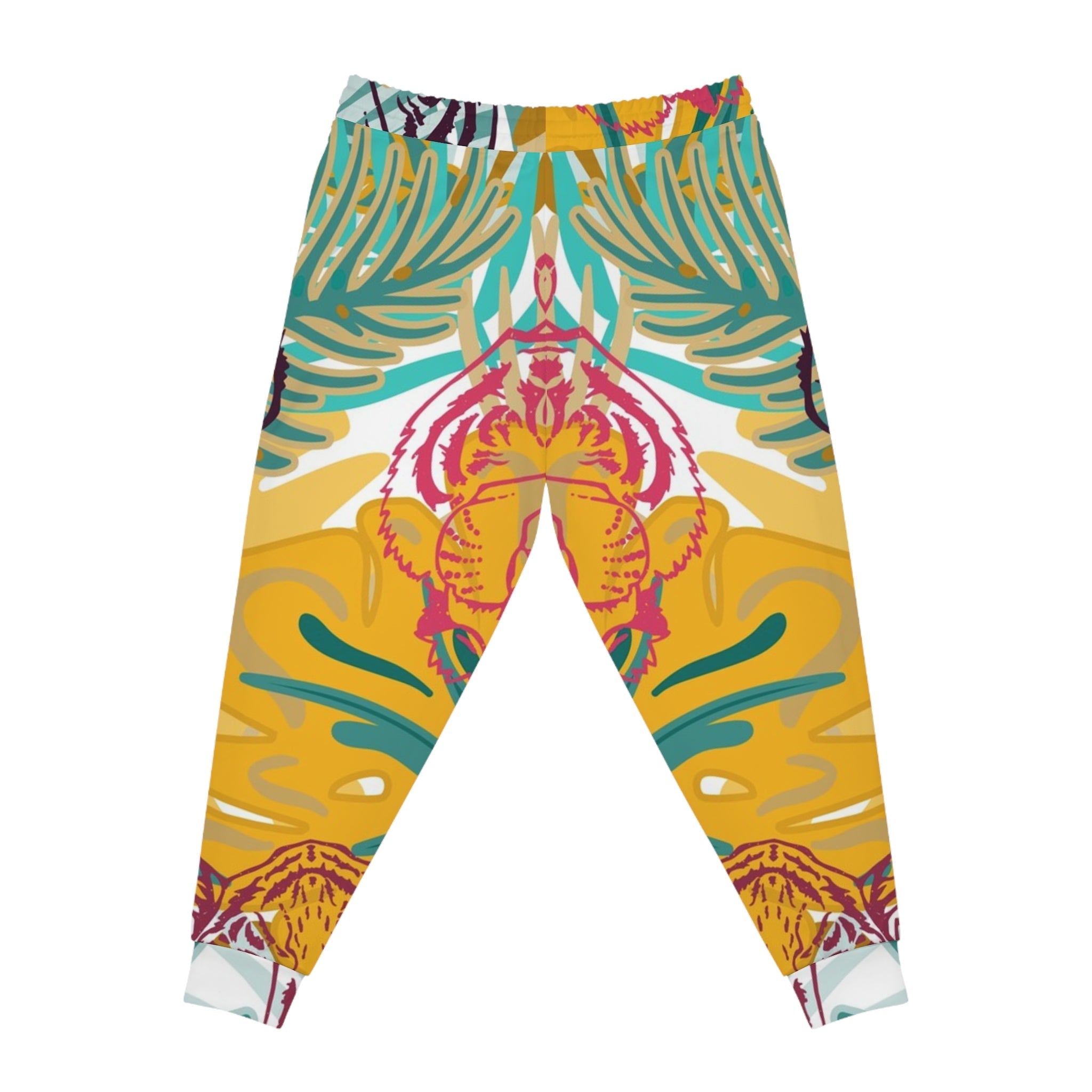 Printify Teal and Yellow Tiger Print Joggers 2025