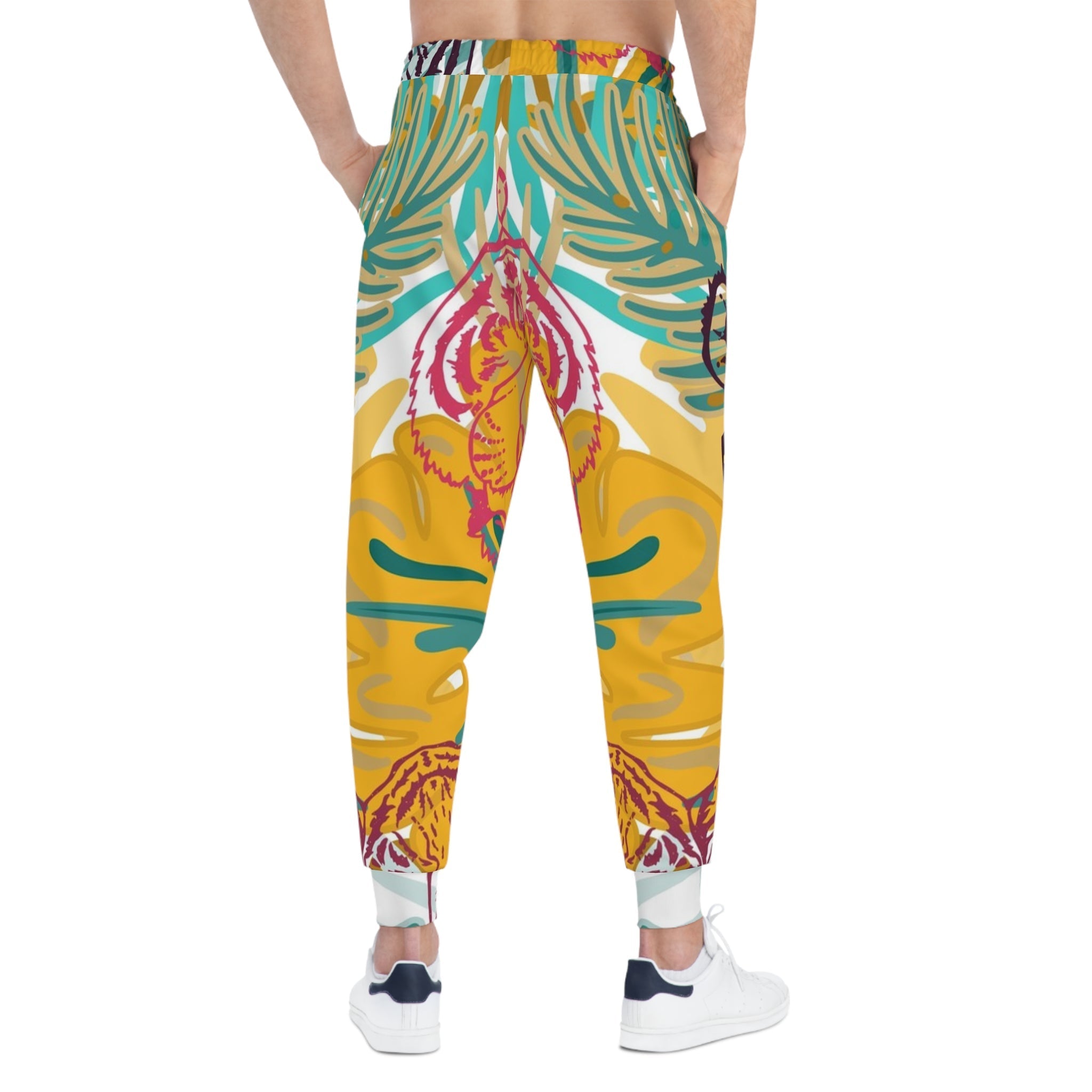 Printify Teal and Yellow Tiger Print Joggers 2025